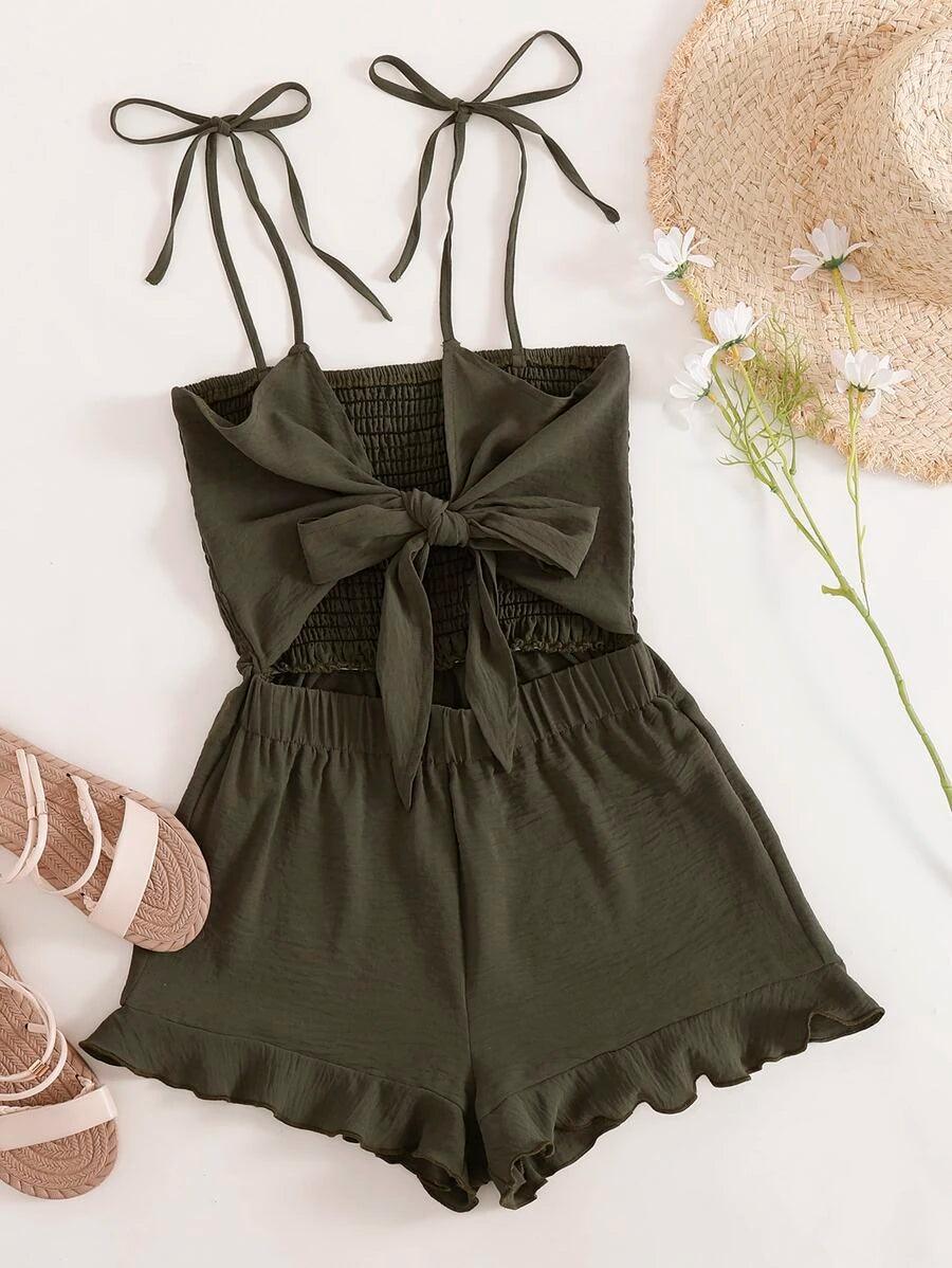 Back Knot Cami Romper-Comfy Jumpsuits