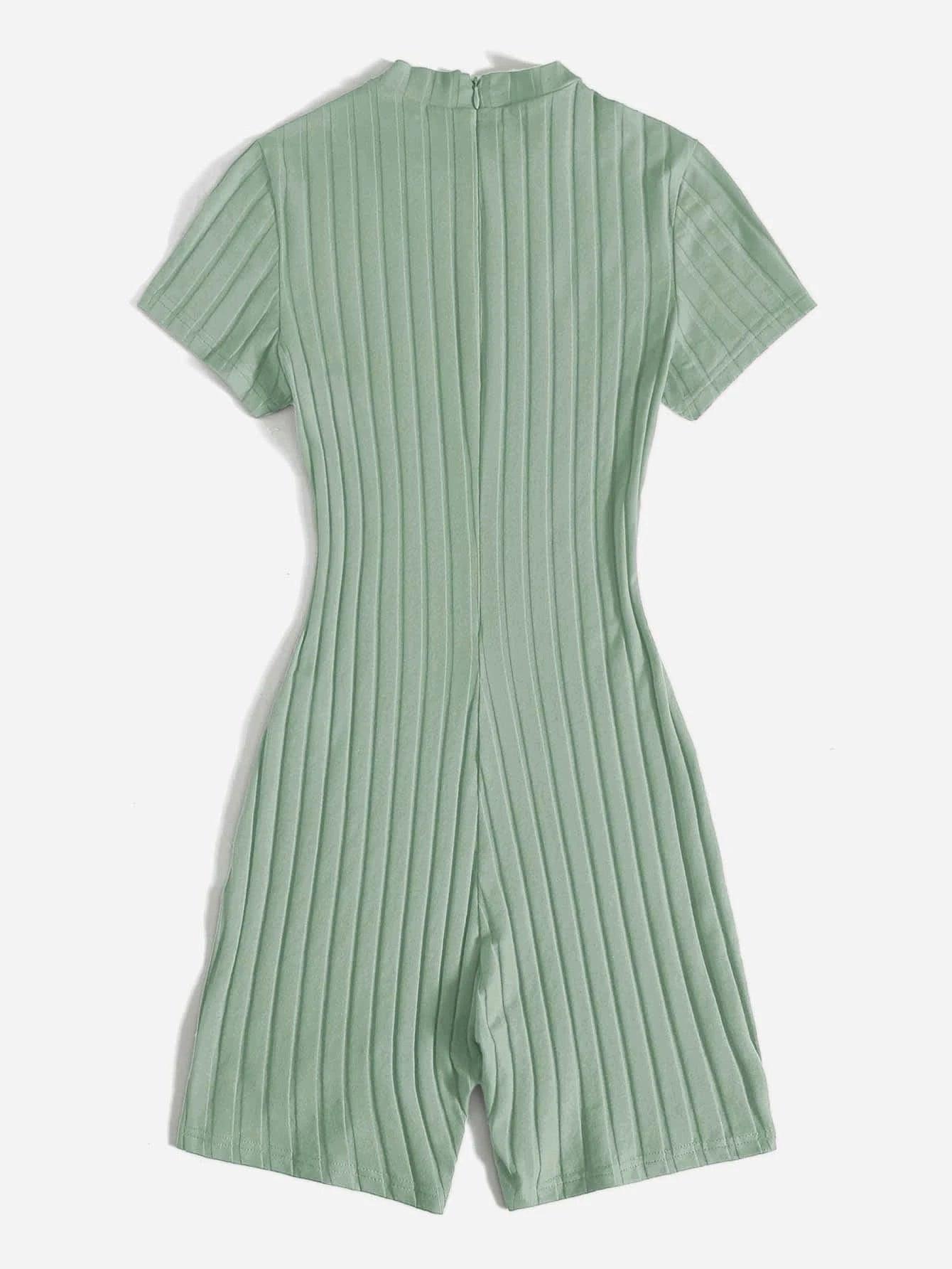 Mock Neck Rib-knit Unitard Romper-Comfy Jumpsuits