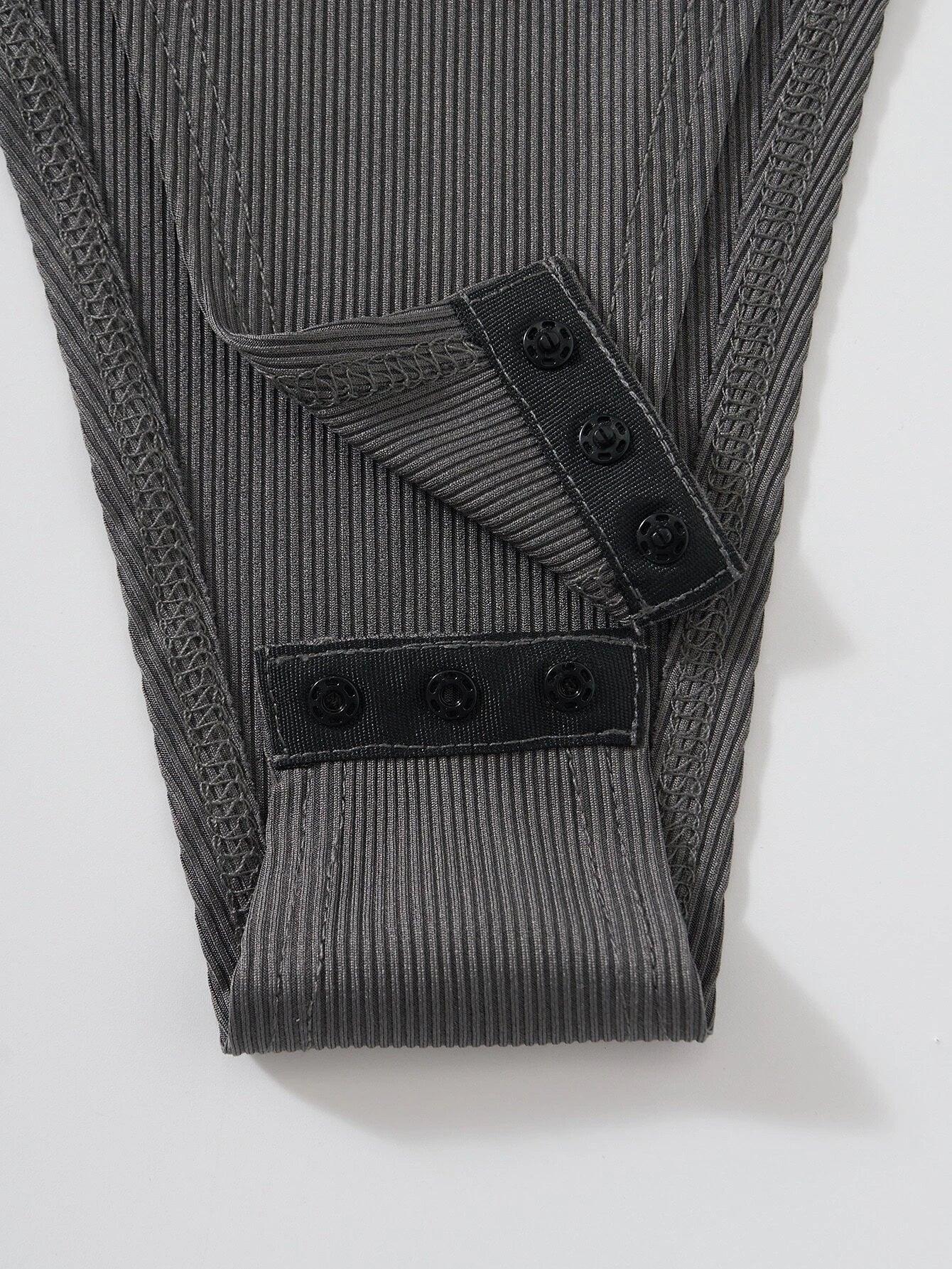 Ribbed Knit Bodysuit With Letter Print-Comfy Jumpsuits