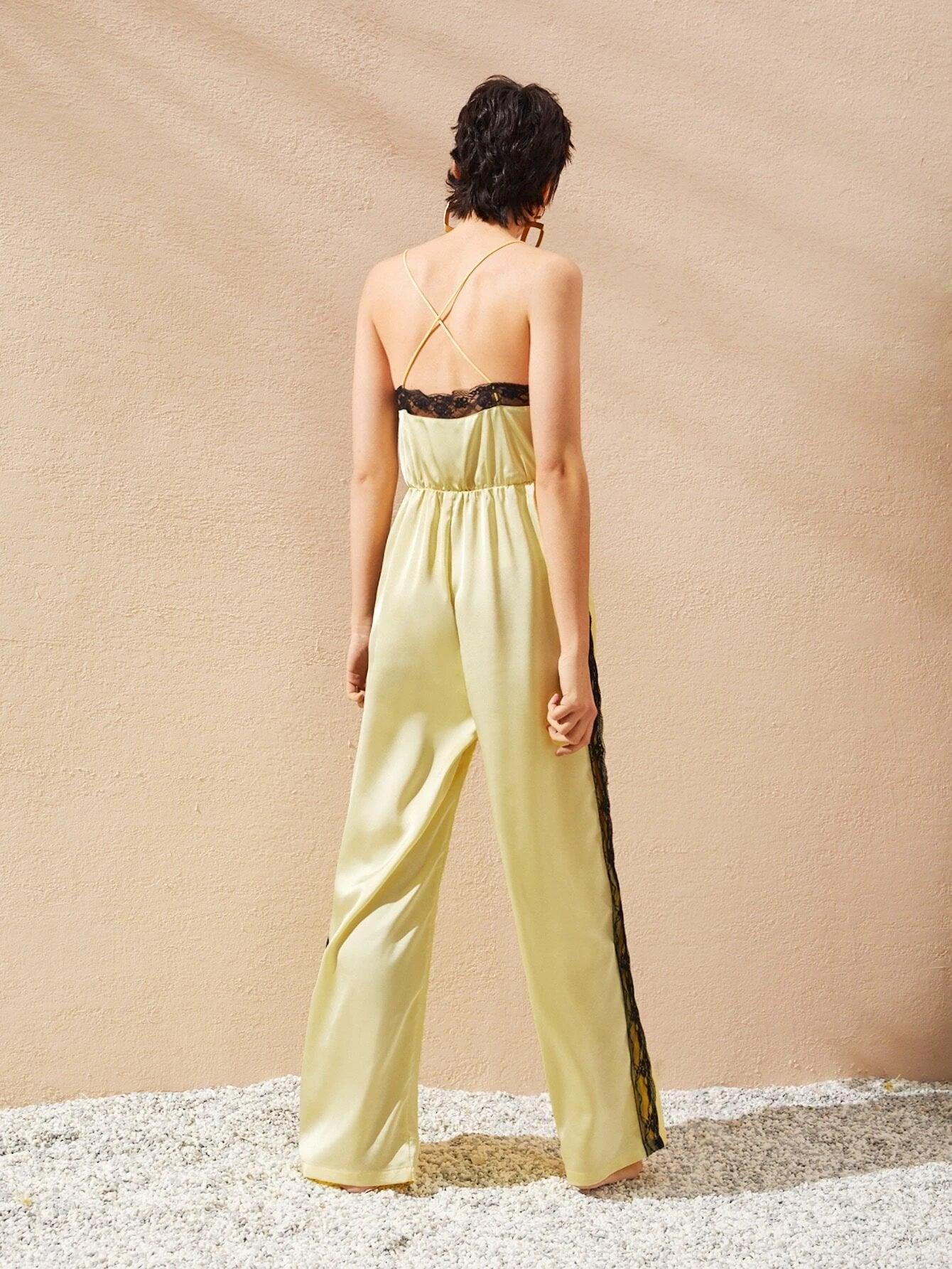 Sleeveless Wide Length Cami Jumpsuit-Comfy Jumpsuits