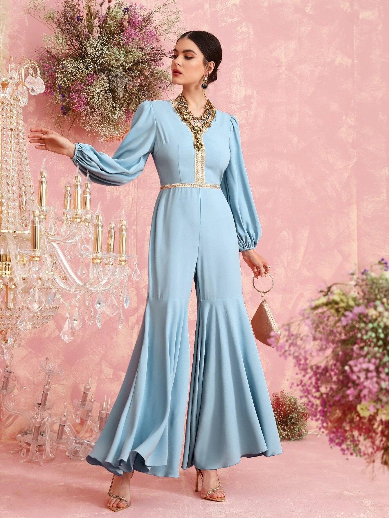 Appliques Flare Leg Jumpsuit-Comfy Jumpsuits