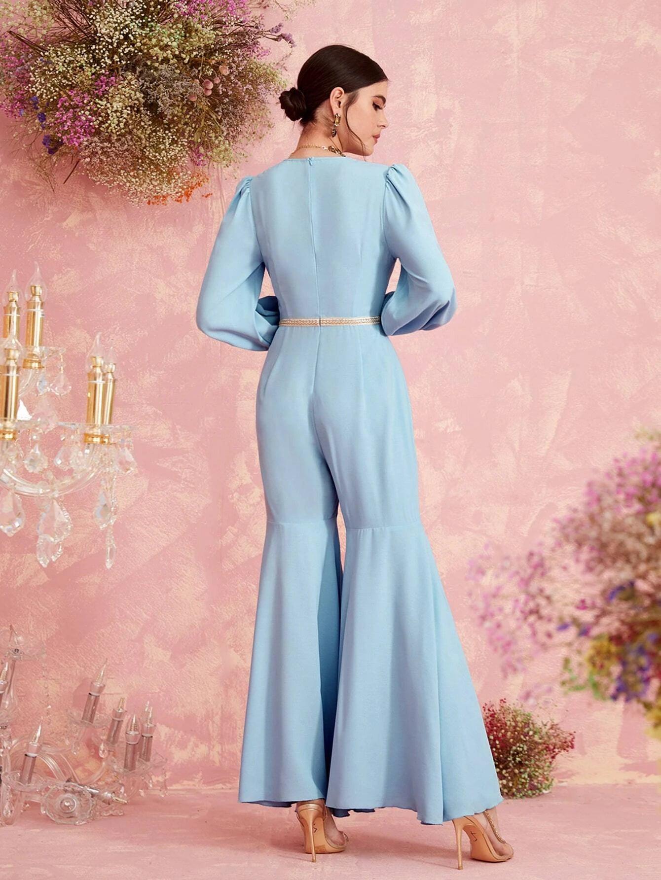 Appliques Flare Leg Jumpsuit-Comfy Jumpsuits