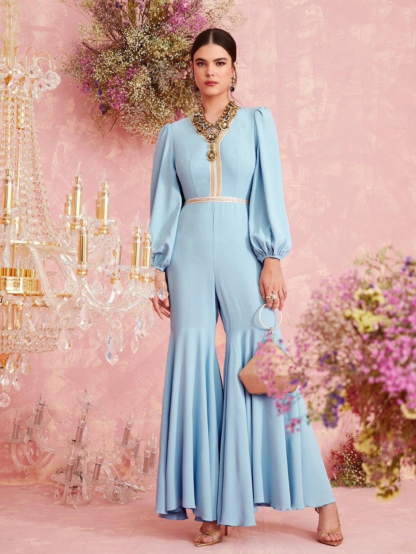 Appliques Flare Leg Jumpsuit-Comfy Jumpsuits