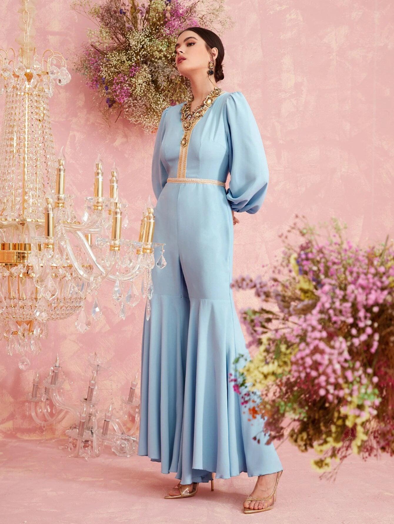 Appliques Flare Leg Jumpsuit-Comfy Jumpsuits