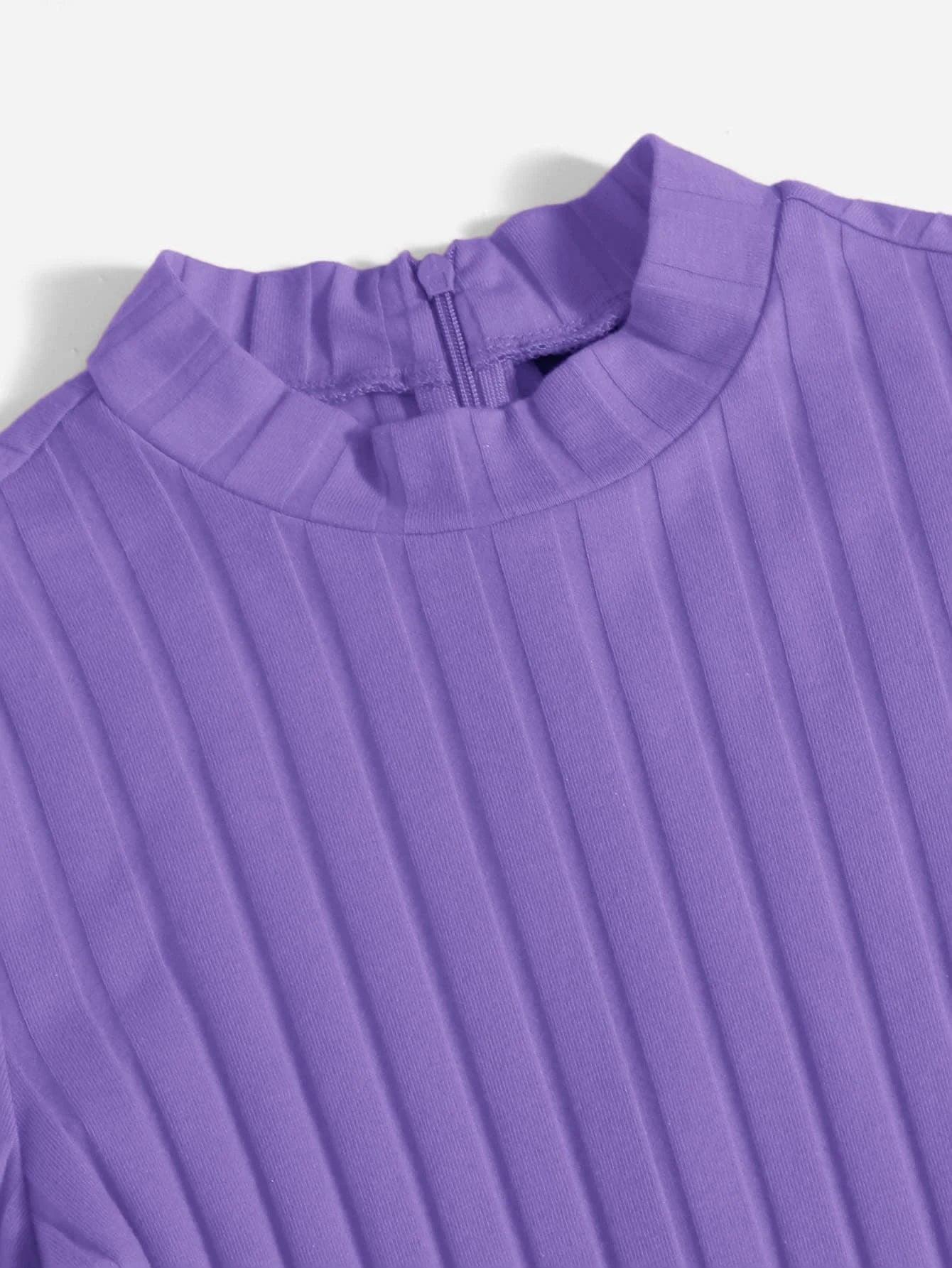 Mock Neck Rib-knit Unitard Romper-Comfy Jumpsuits