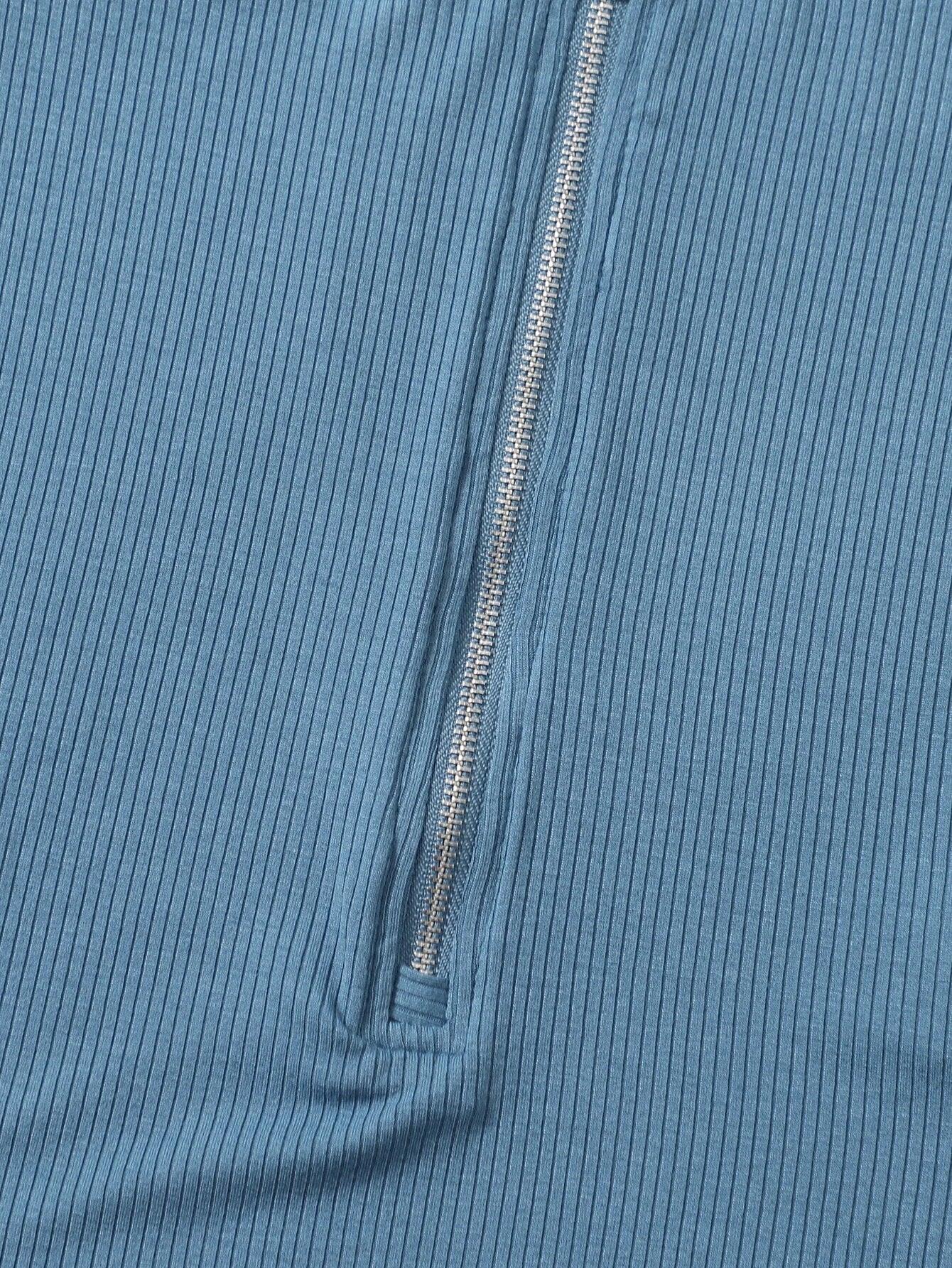 Zipper Front Rib-knit Tank Bodysuit-Comfy Jumpsuits