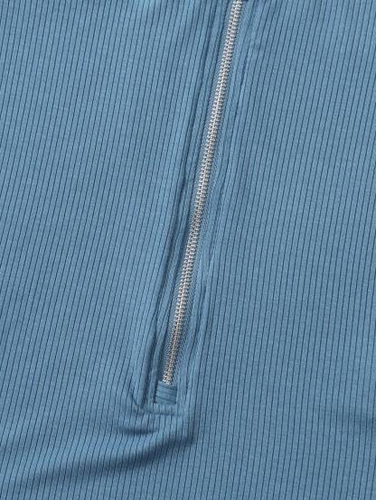 Zipper Front Rib-knit Tank Bodysuit-Comfy Jumpsuits