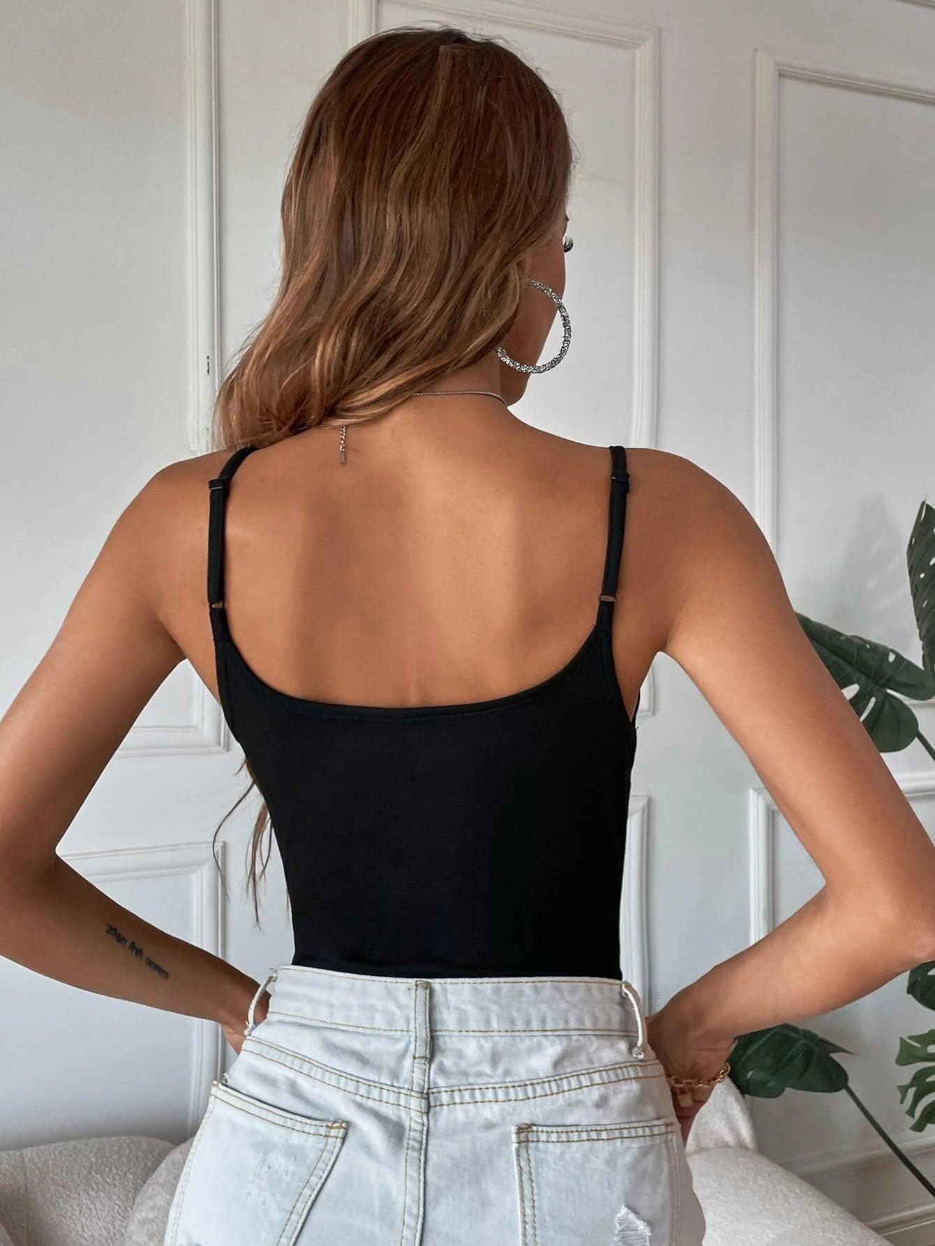 Scoop Neckline Cami Bodysuit-Comfy Jumpsuits