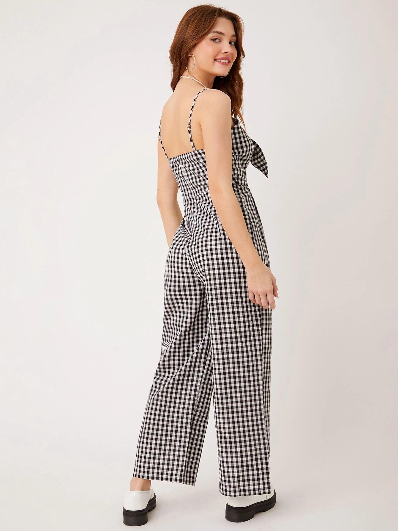 Spaghetti Strap Front Cami Jumpsuit-Comfy Jumpsuits