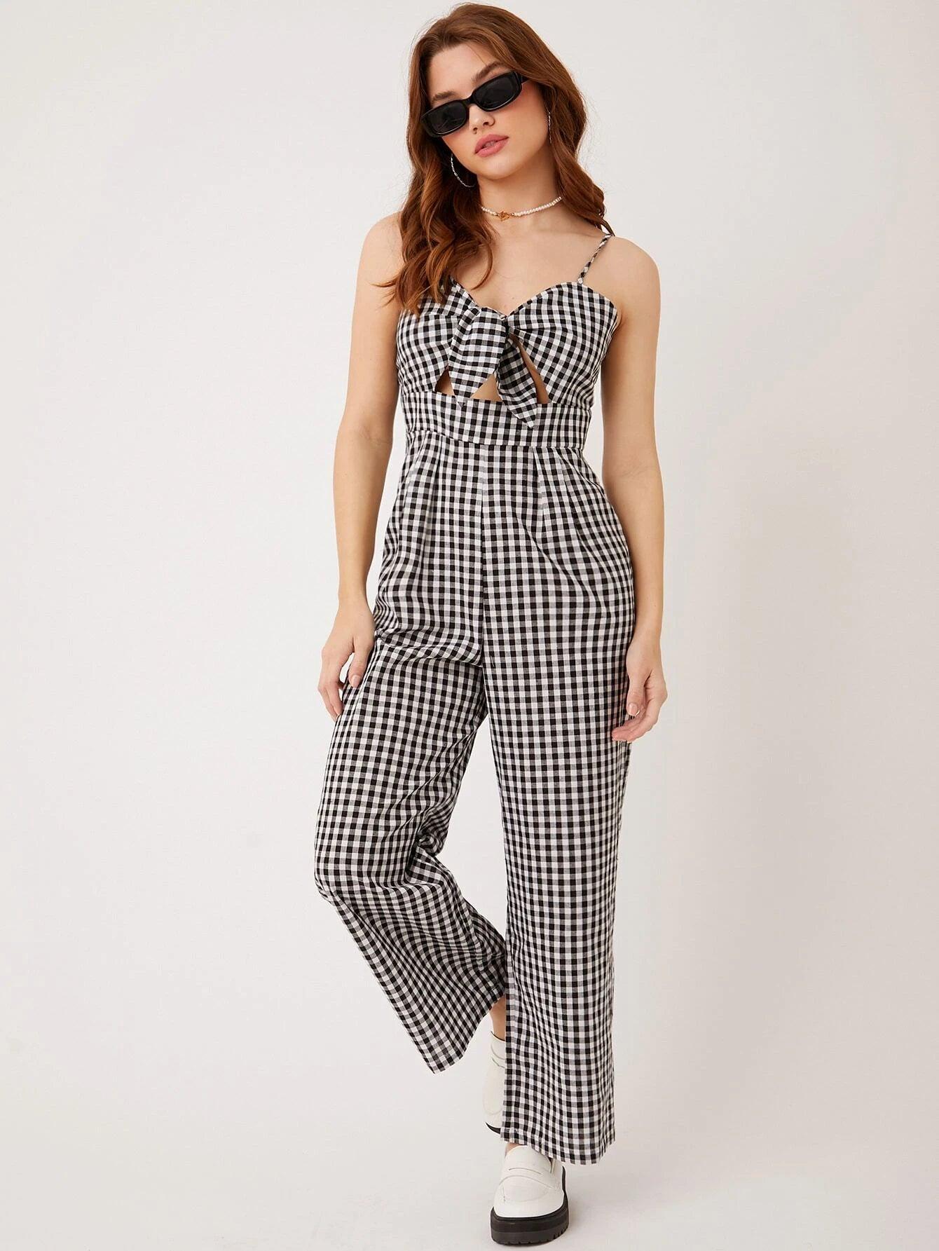 Spaghetti Strap Front Cami Jumpsuit-Comfy Jumpsuits