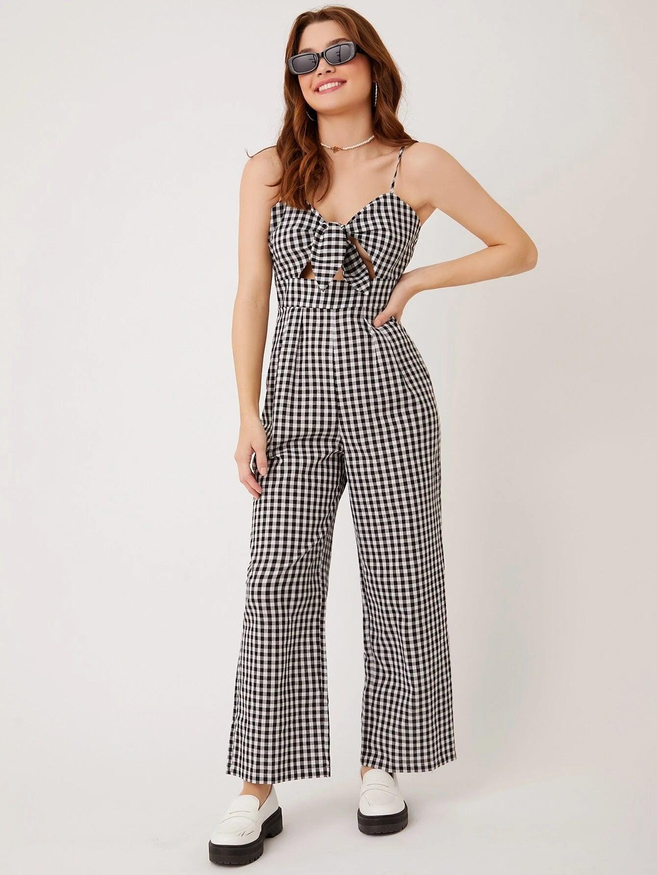 Spaghetti Strap Front Cami Jumpsuit-Comfy Jumpsuits