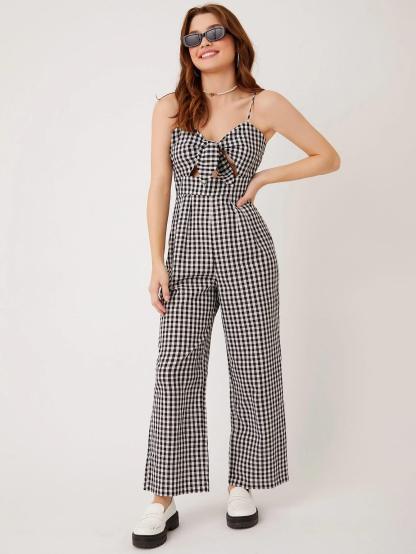 Spaghetti Strap Front Cami Jumpsuit-Comfy Jumpsuits