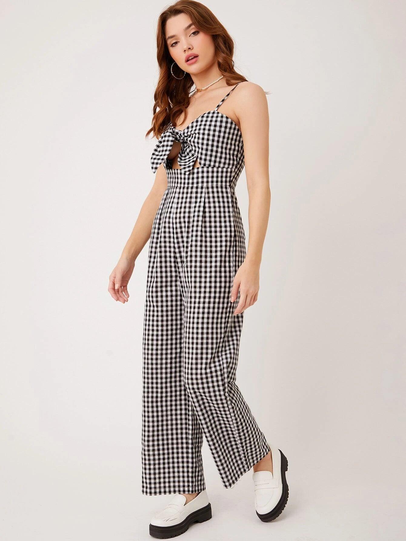 Spaghetti Strap Front Cami Jumpsuit-Comfy Jumpsuits