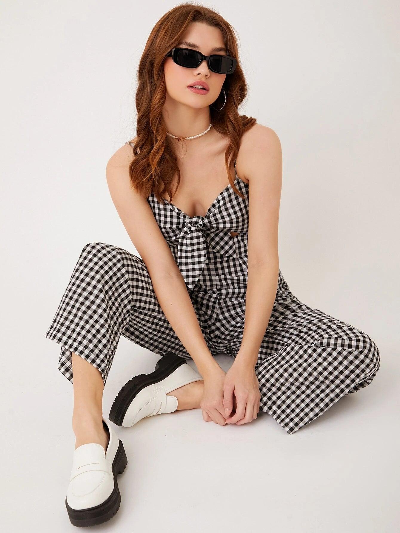 Spaghetti Strap Front Cami Jumpsuit-Comfy Jumpsuits