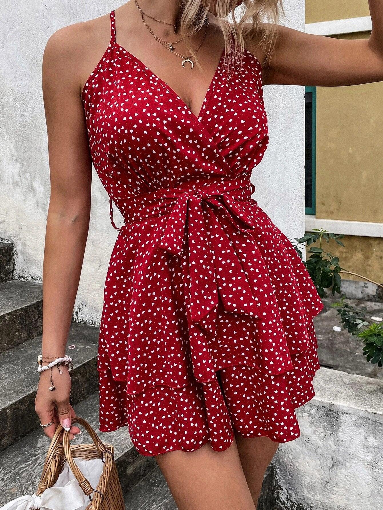 Dotted Backless Cami Romper-Comfy Jumpsuits