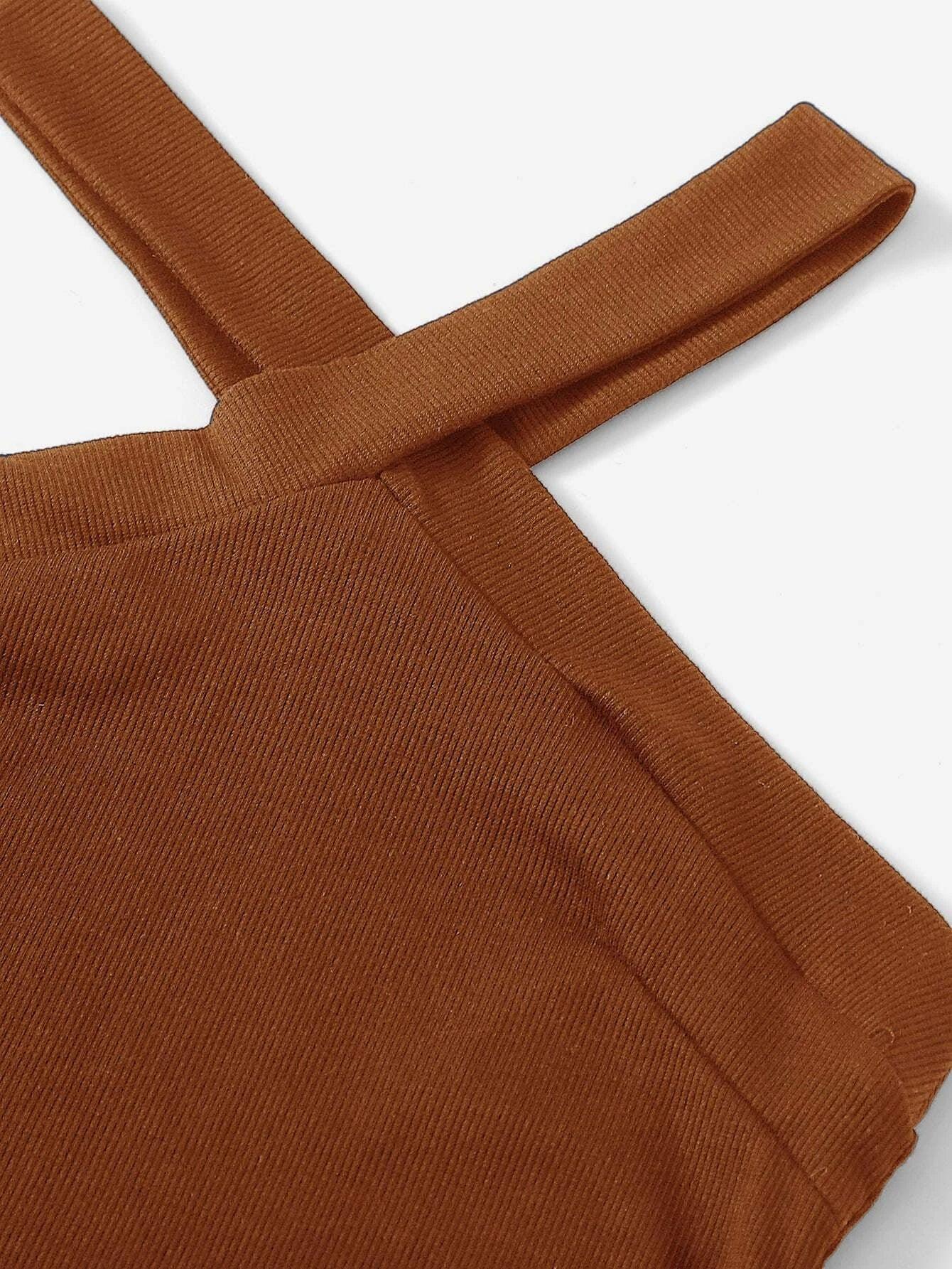 Solid Halter Bodysuit-Comfy Jumpsuits