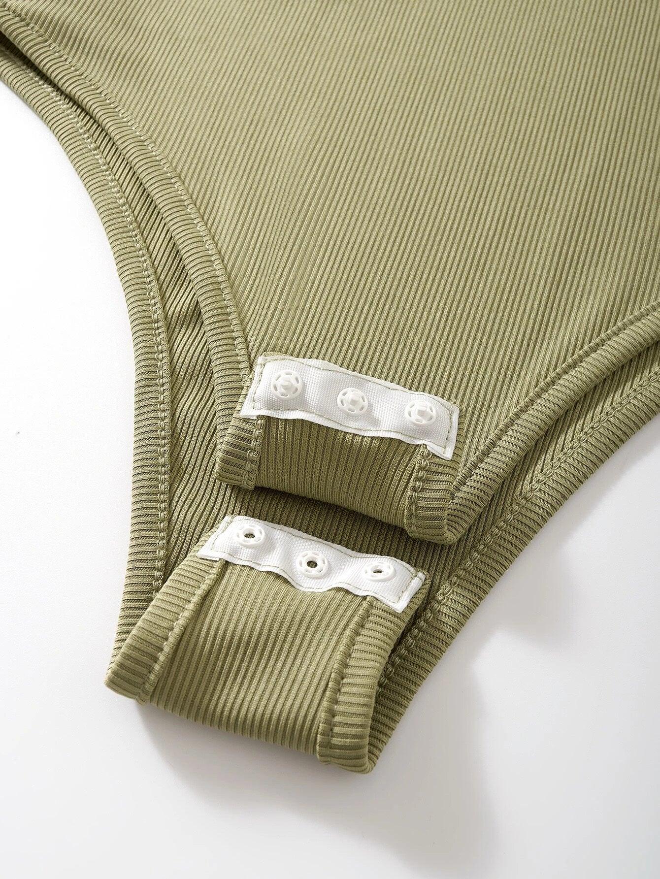 Ribbed Knit Two Tone Bodysuit-Comfy Jumpsuits