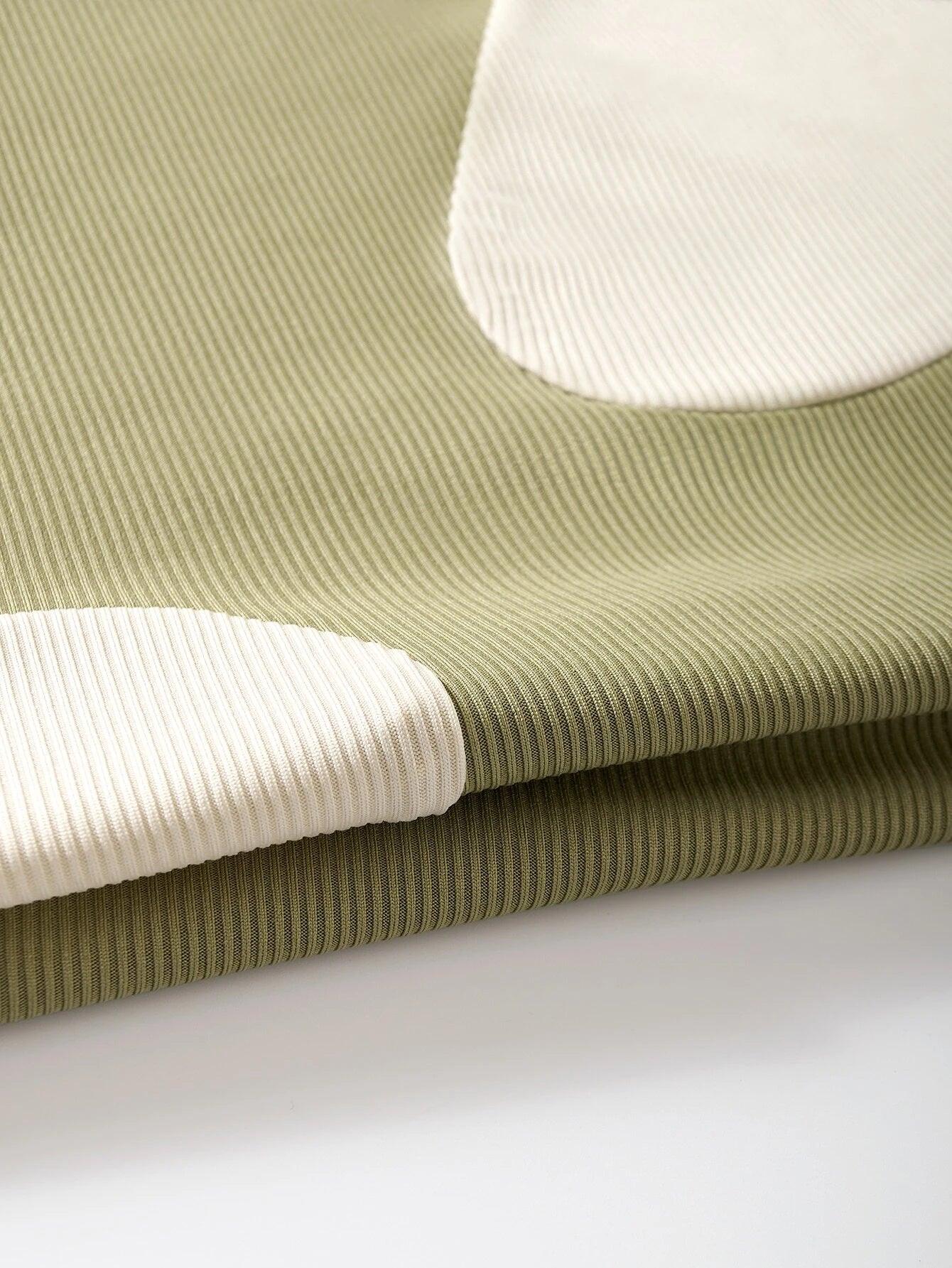 Ribbed Knit Two Tone Bodysuit-Comfy Jumpsuits