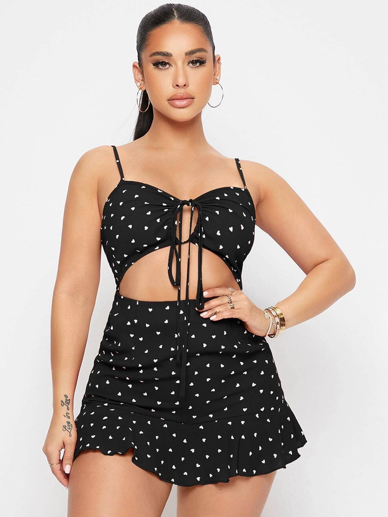 Printed Tie Front Short Romper-Comfy Jumpsuits