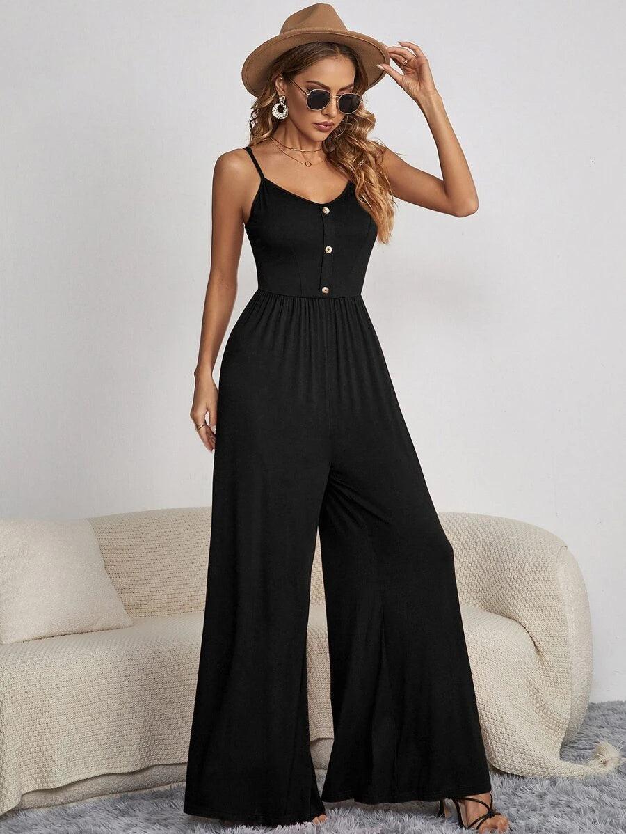 Wide Leg Cami Jumpsuit-Comfy Jumpsuits