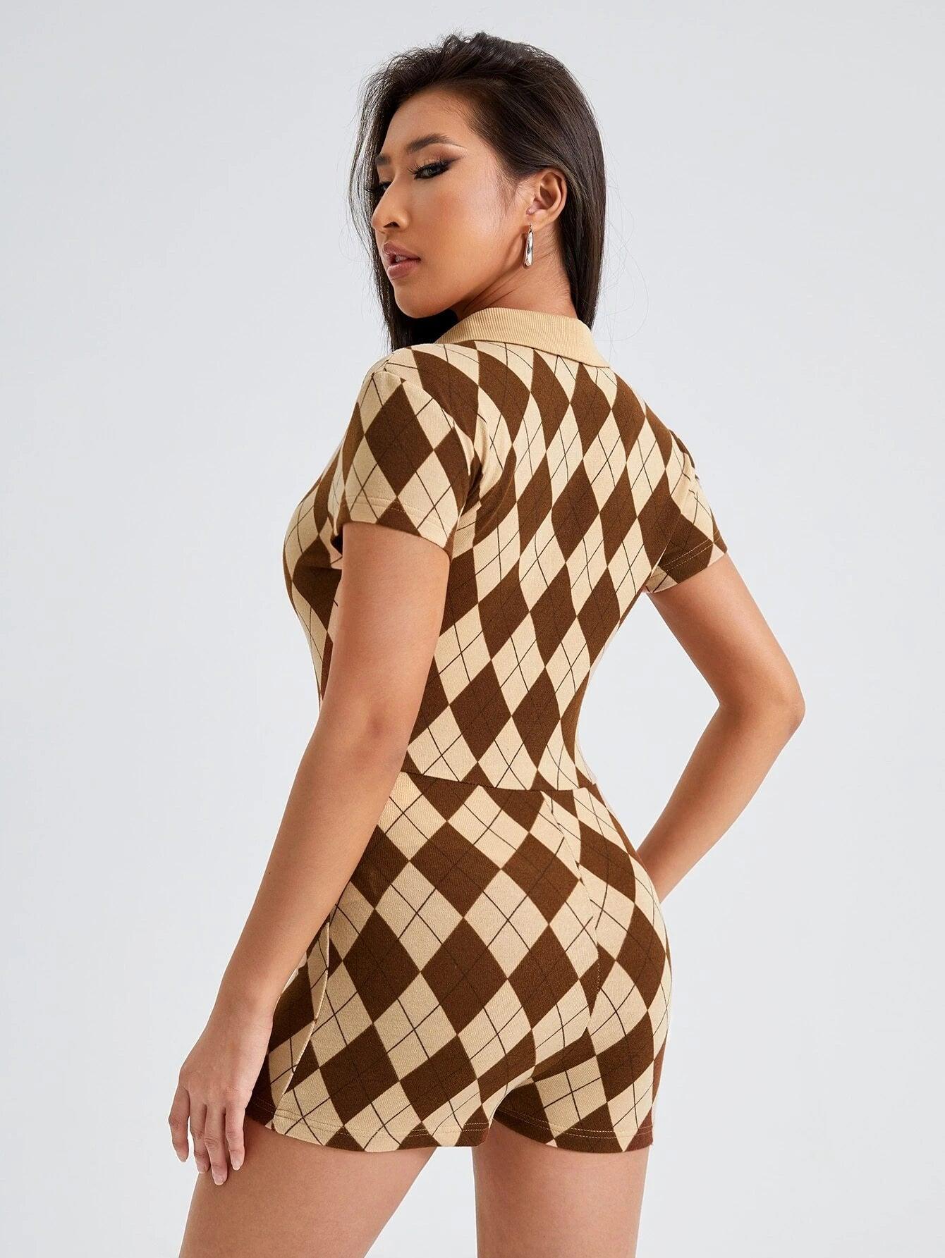 Collared Buttoned Unitard Romper-Comfy Jumpsuits