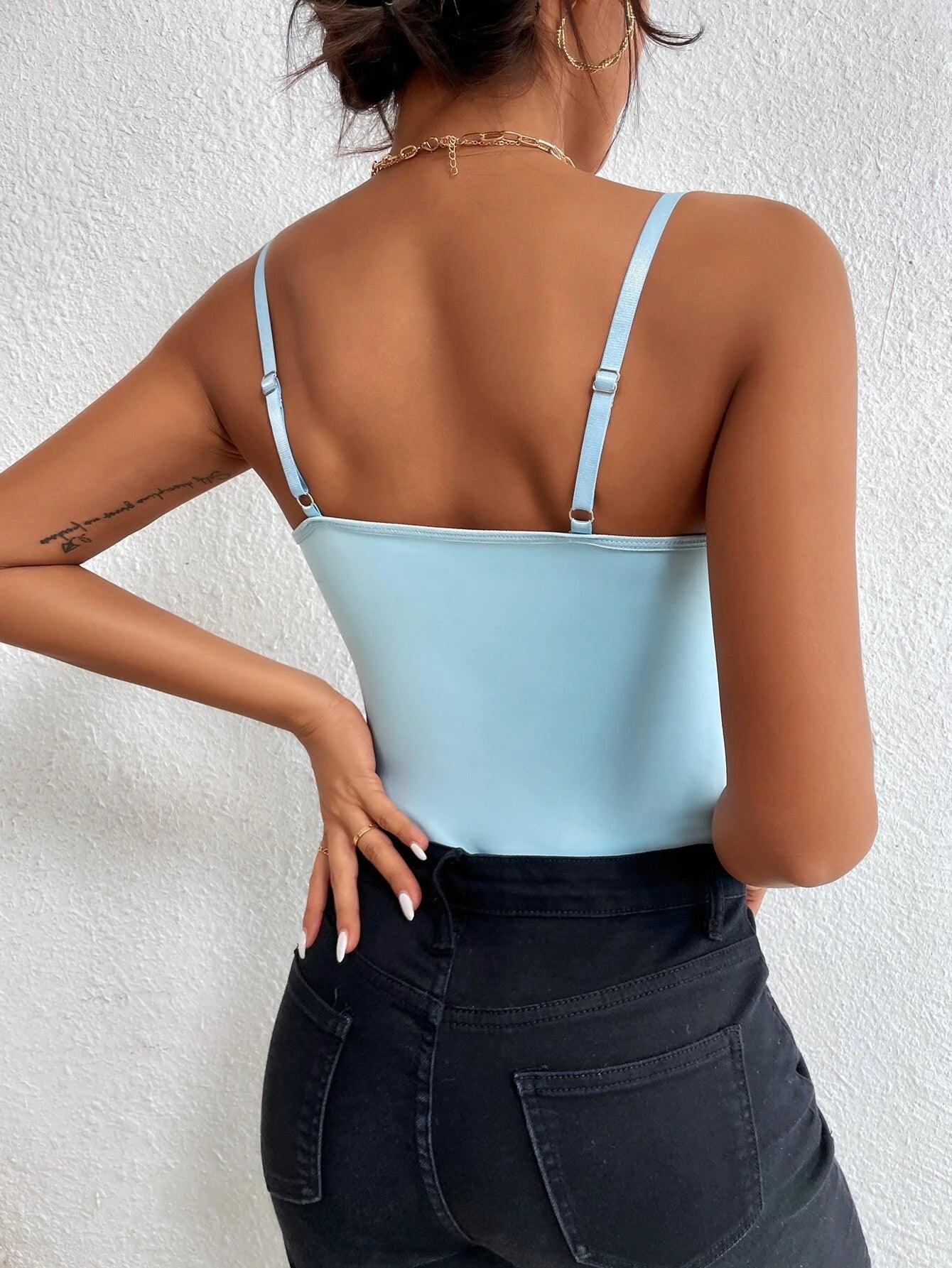 Sleeveless Lace Cami Bodysuit-Comfy Jumpsuits