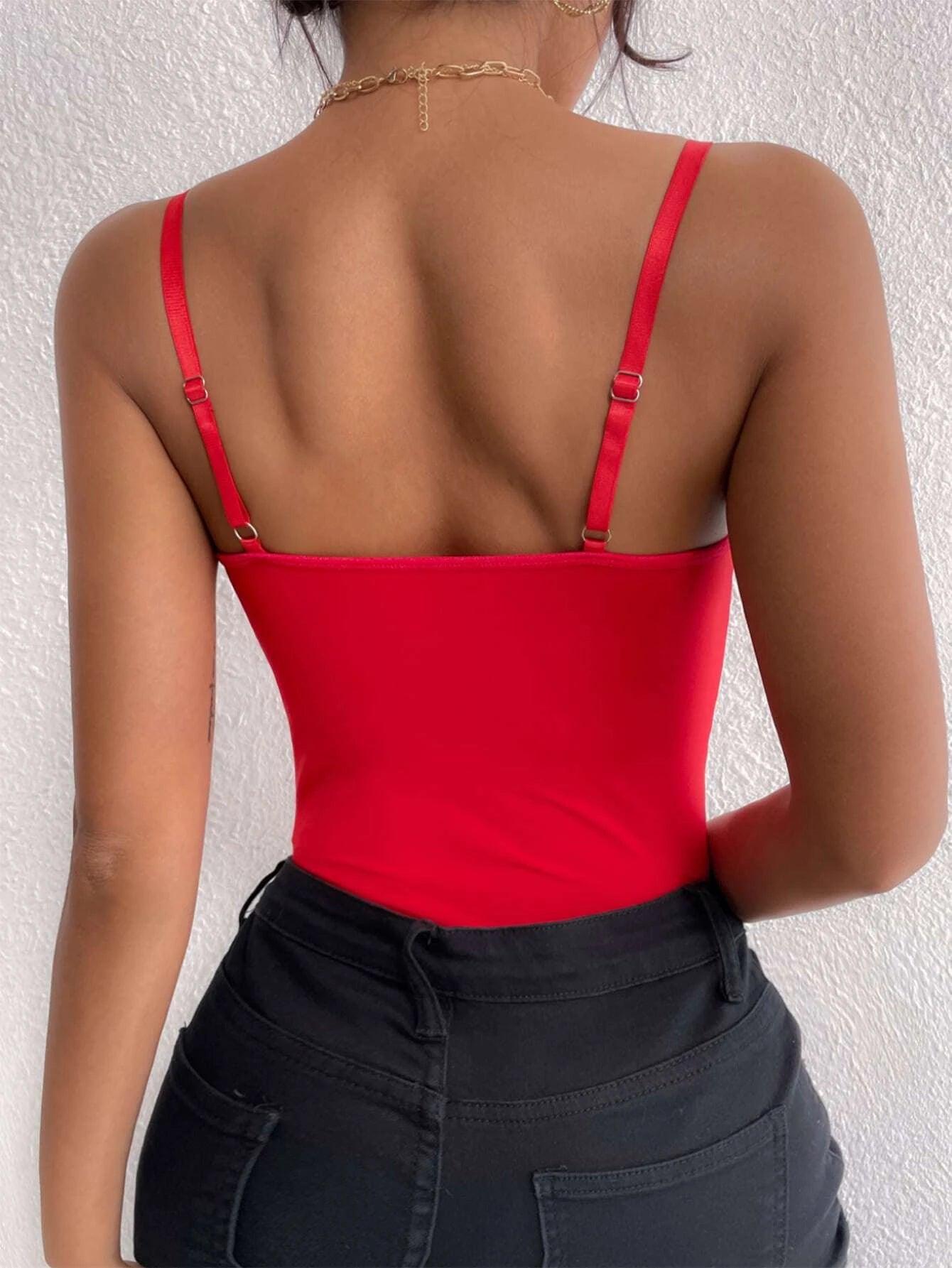 Sleeveless Lace Cami Bodysuit-Comfy Jumpsuits