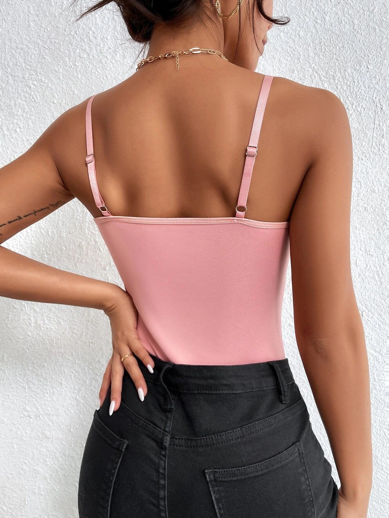 Sleeveless Lace Cami Bodysuit-Comfy Jumpsuits