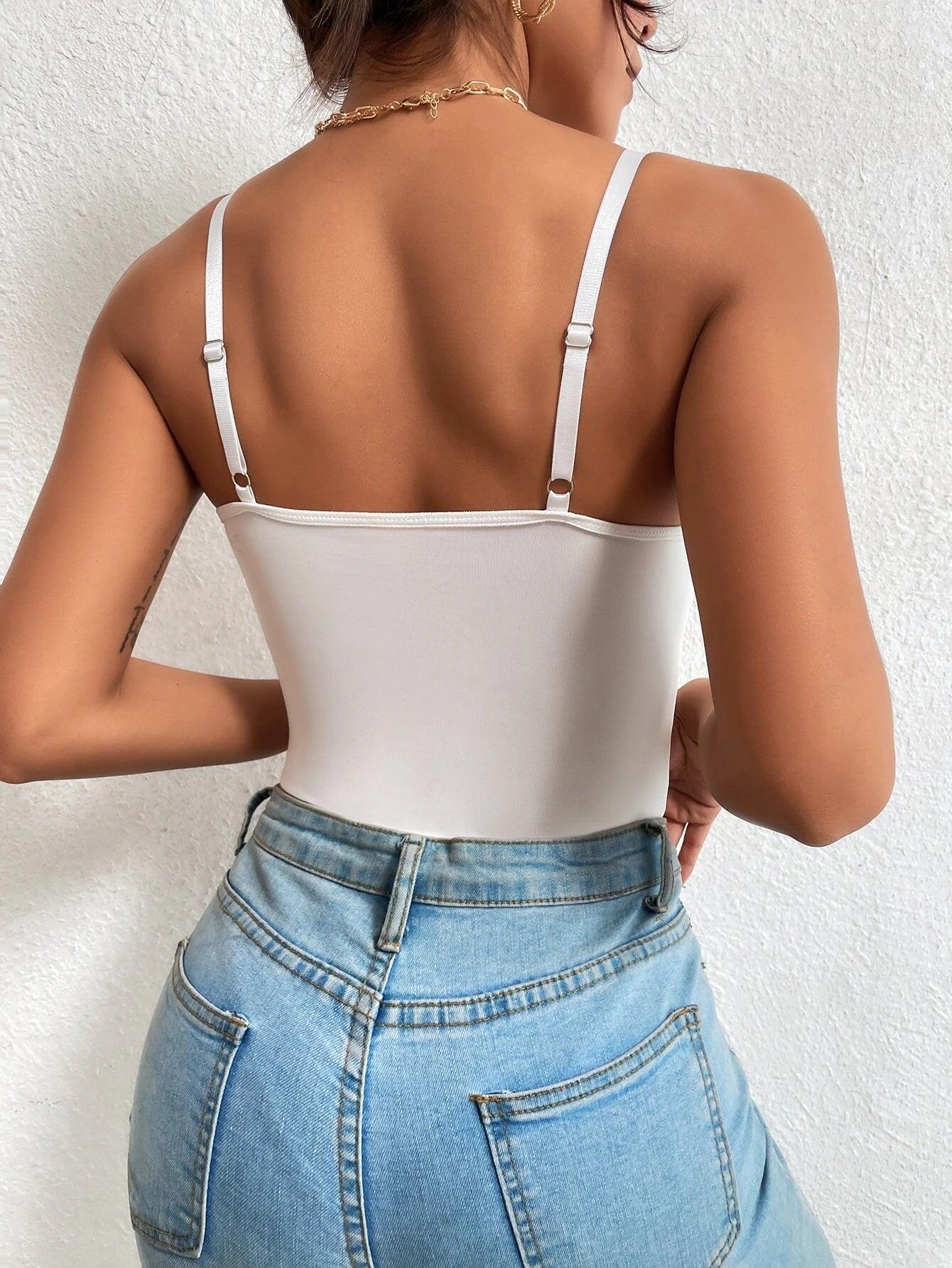 Sleeveless Lace Cami Bodysuit-Comfy Jumpsuits