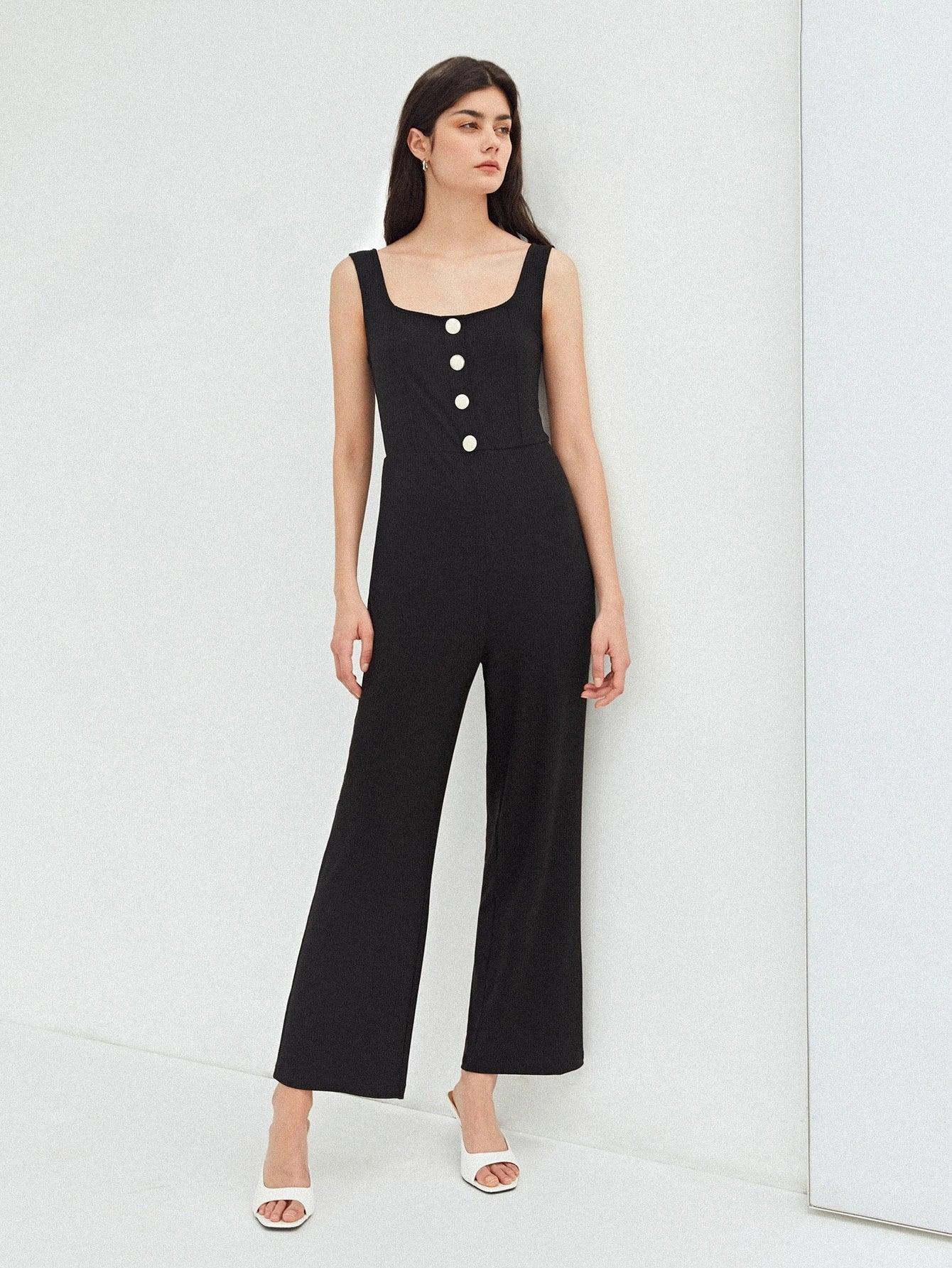Casual Ribbed Tank Jumpsuit-Comfy Jumpsuits
