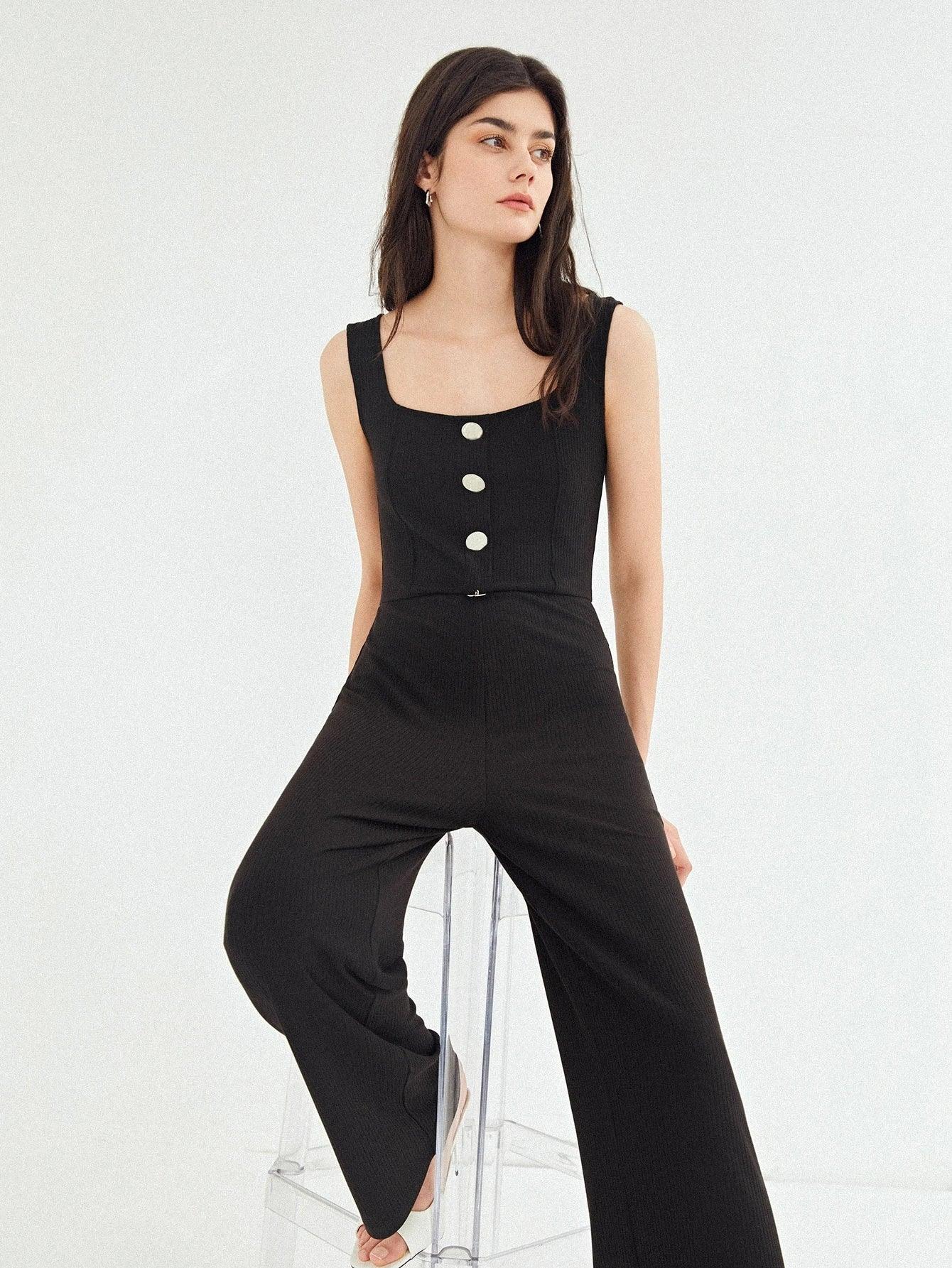 Casual Ribbed Tank Jumpsuit-Comfy Jumpsuits