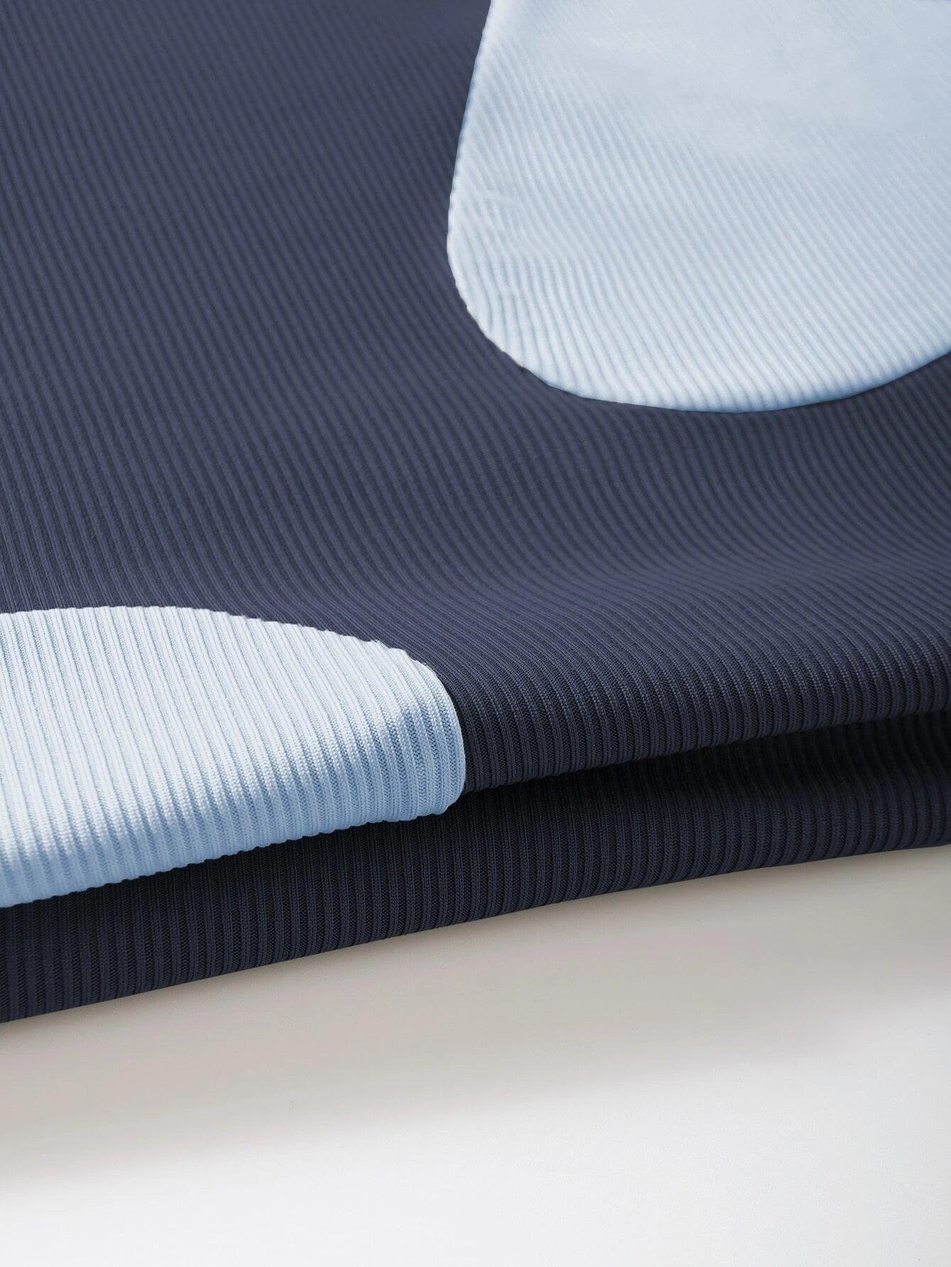 Ribbed Knit Two Tone Bodysuit-Comfy Jumpsuits