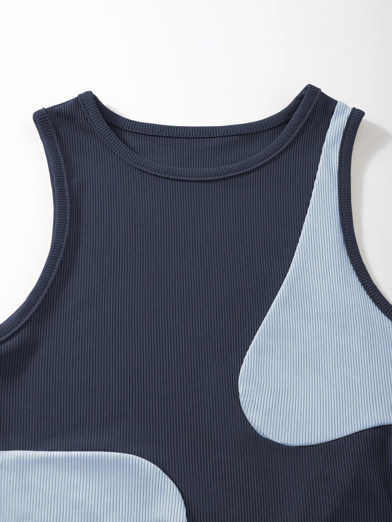 Ribbed Knit Two Tone Bodysuit-Comfy Jumpsuits