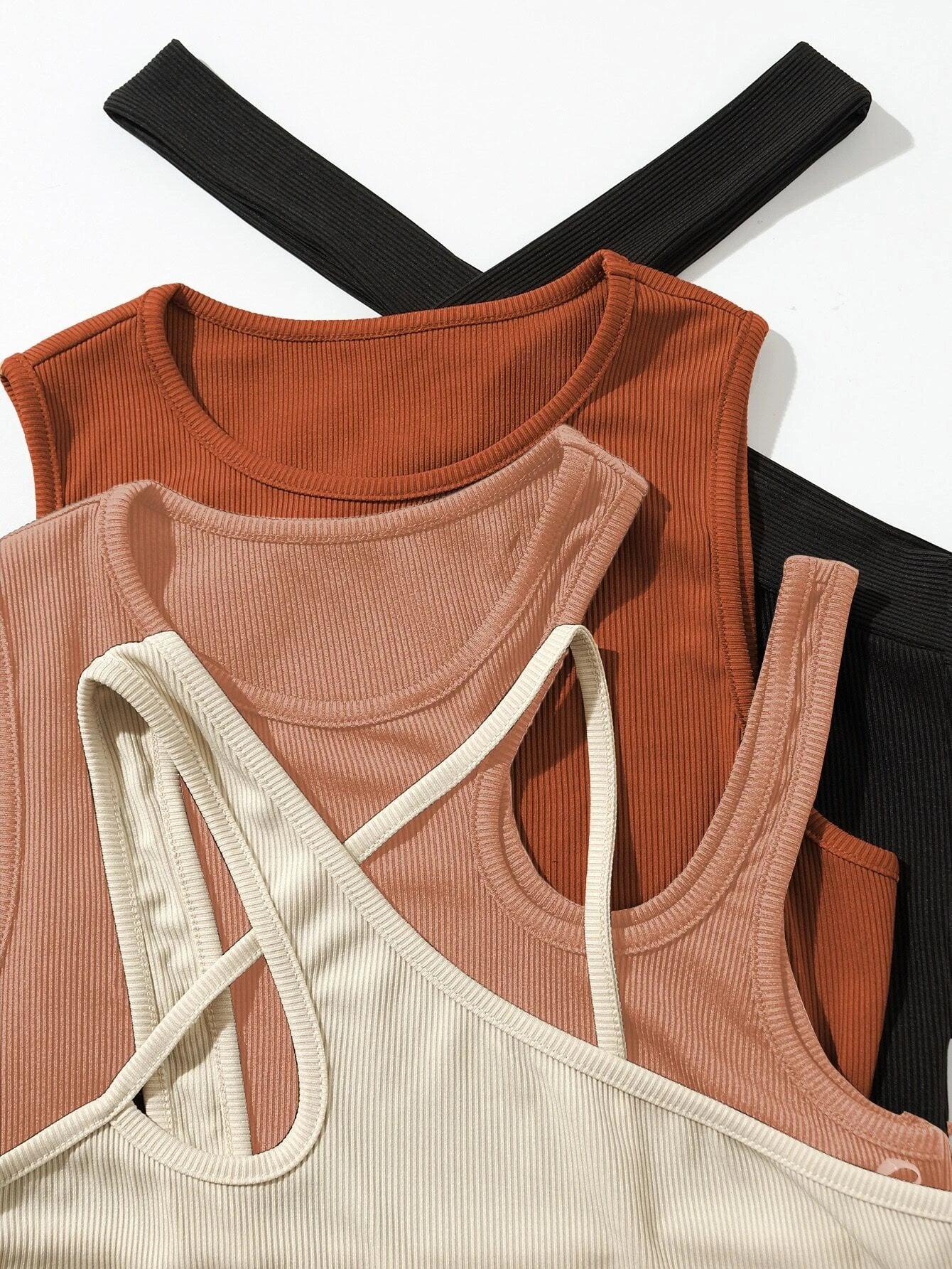 4 Pieces Asymmetrical Neck Cut Out Bodysuit-Comfy Jumpsuits