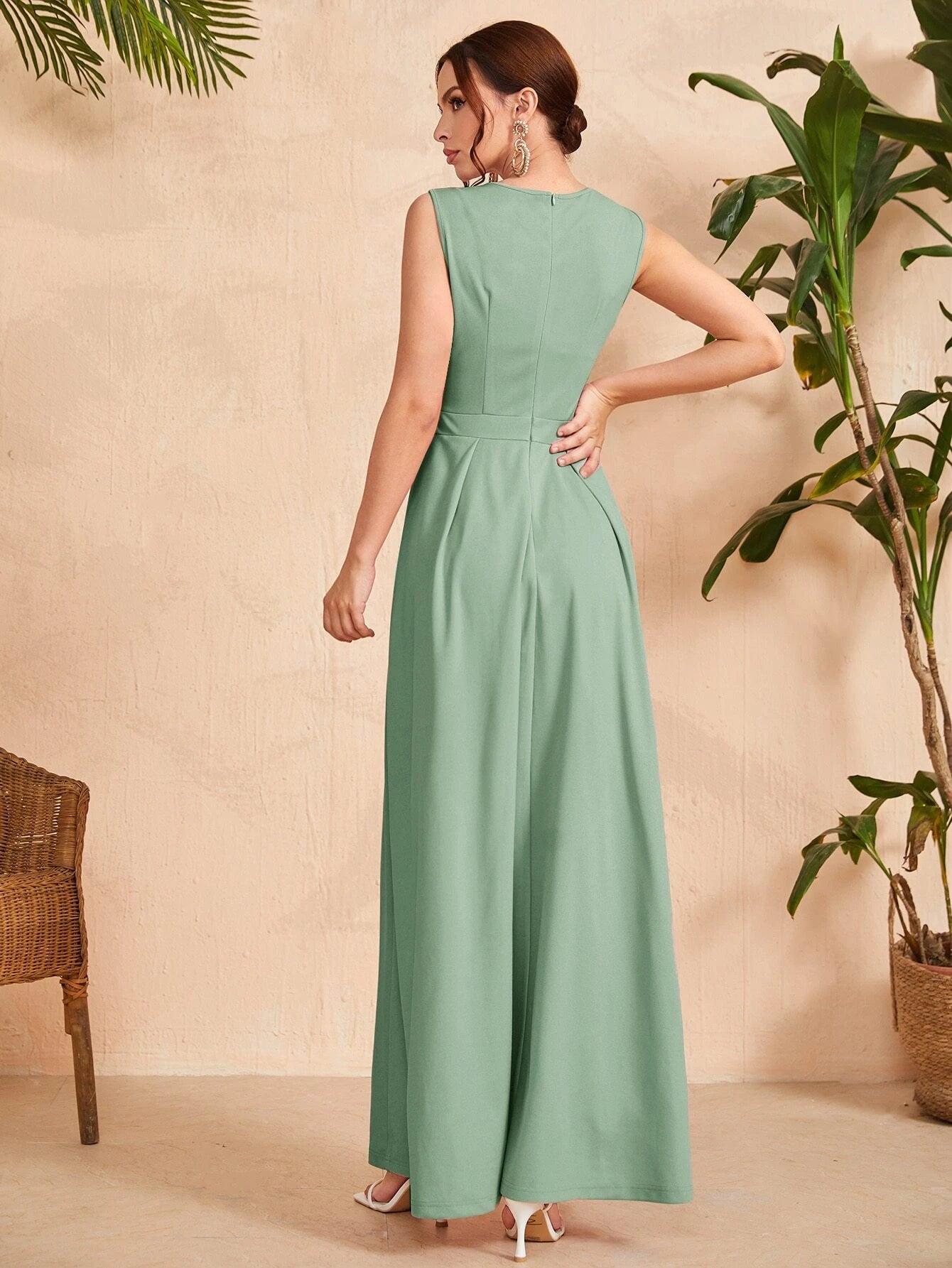 Solid Coloured Zipper Back Jumpsuit-Comfy Jumpsuits