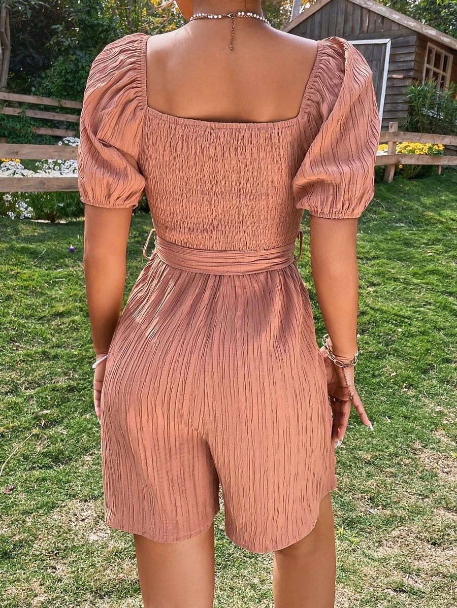 Shirred Bodice Tube Jumpsuit-Comfy Jumpsuits