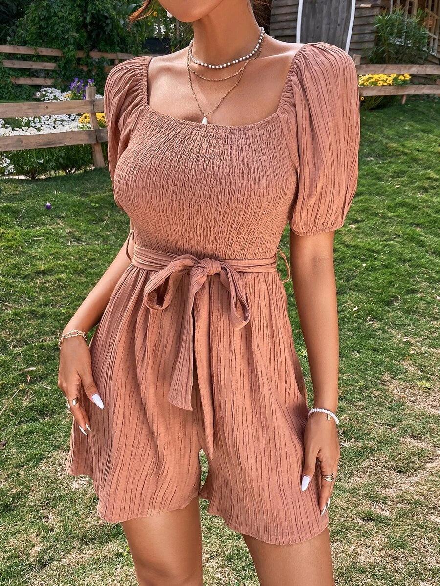 Shirred Bodice Tube Jumpsuit-Comfy Jumpsuits