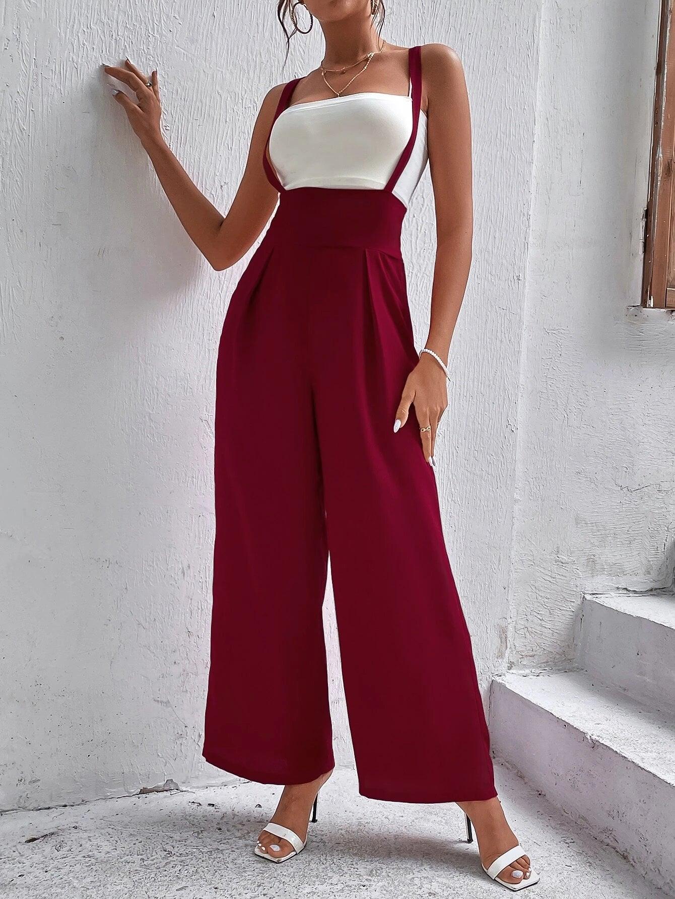 Crisscross Back Wide Leg Jumpsuit Without Camisole-Comfy Jumpsuits