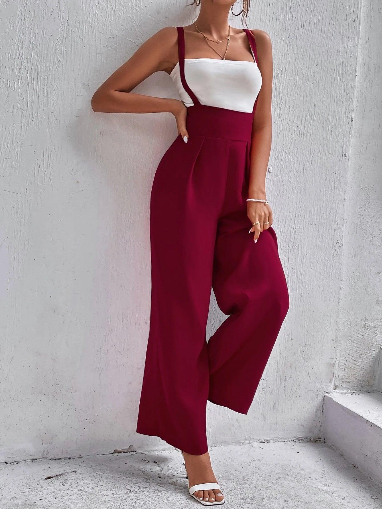 Crisscross Back Wide Leg Jumpsuit Without Camisole-Comfy Jumpsuits