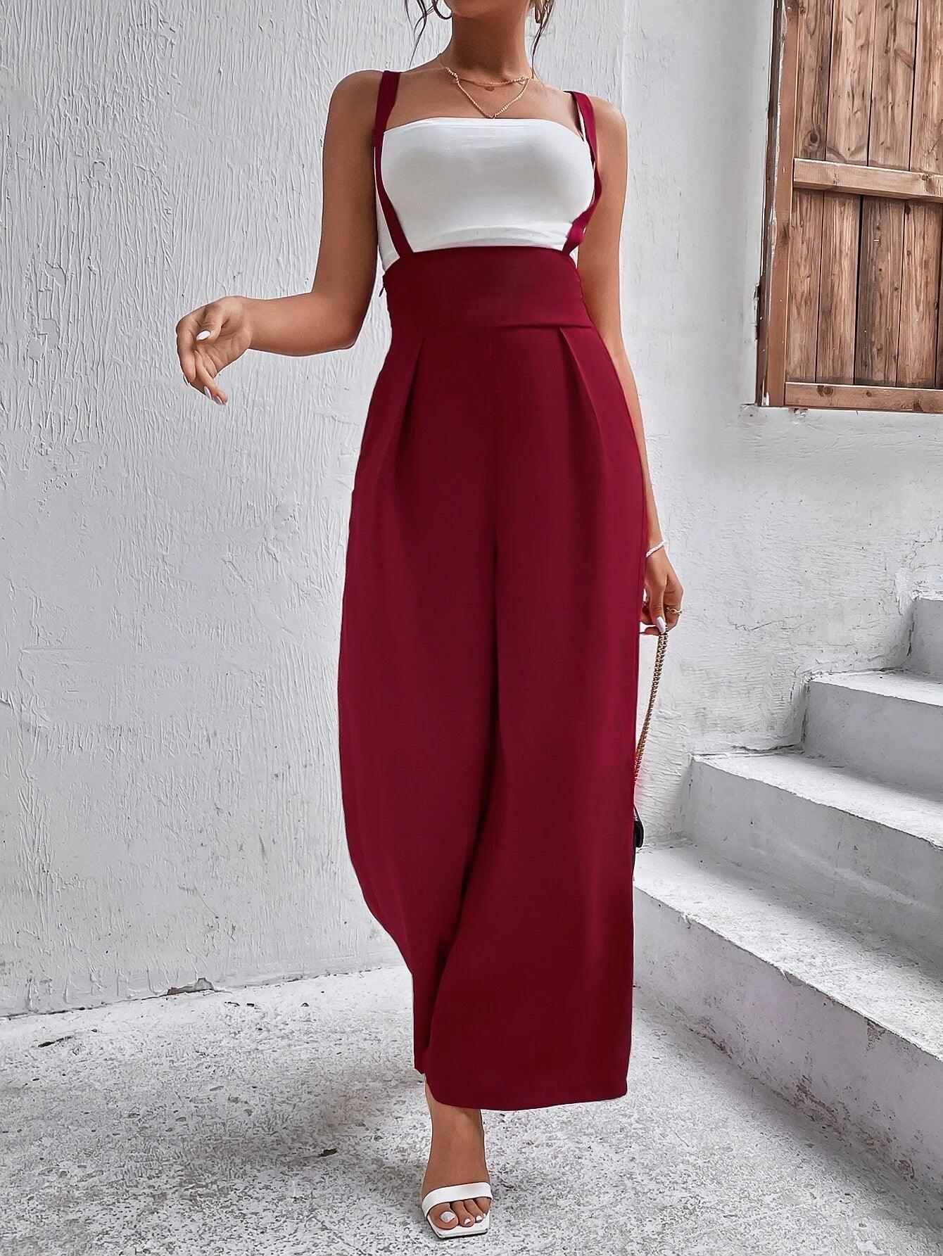 Crisscross Back Wide Leg Jumpsuit Without Camisole-Comfy Jumpsuits