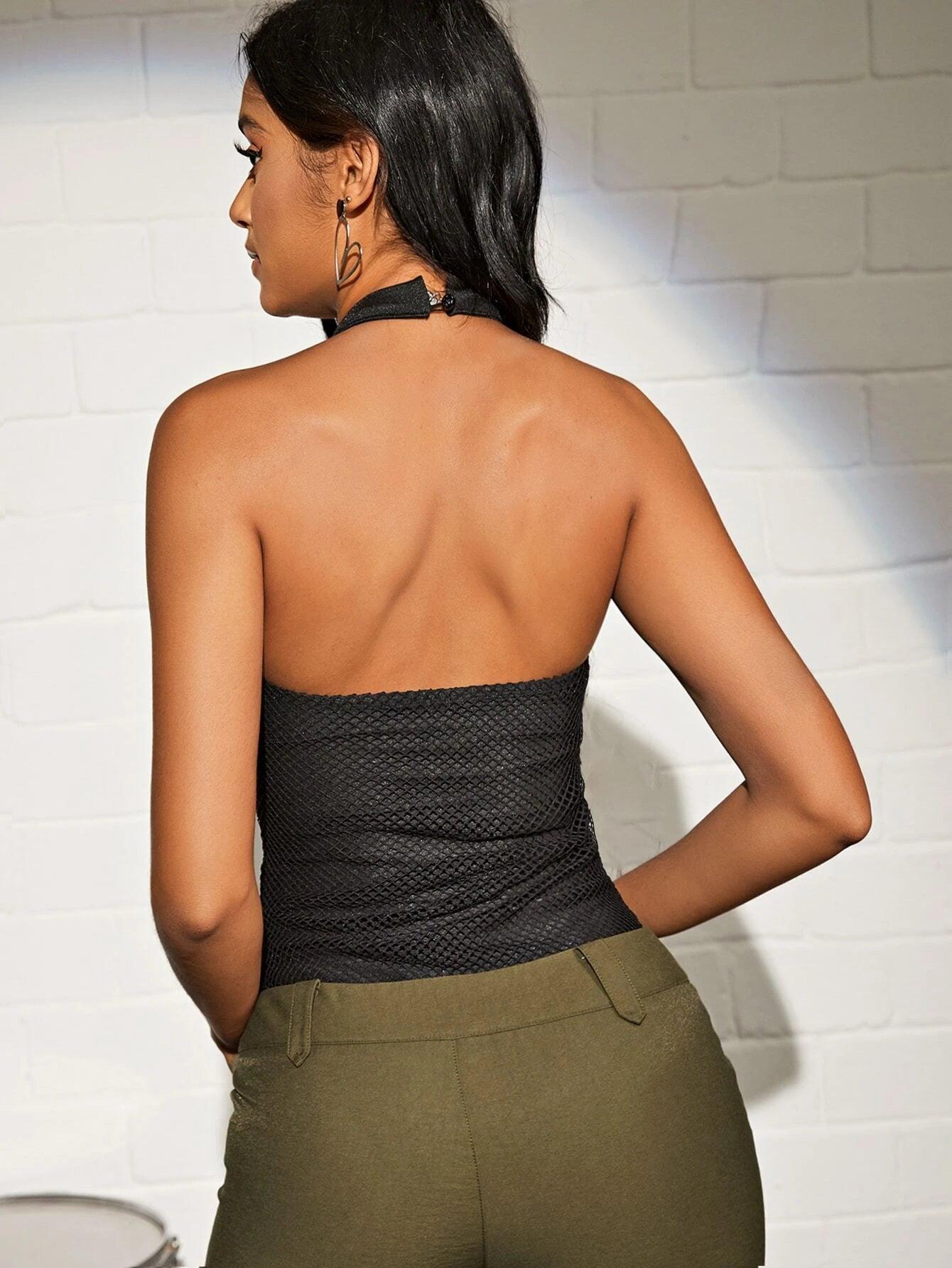 Backless Halter Bodysuit-Comfy Jumpsuits