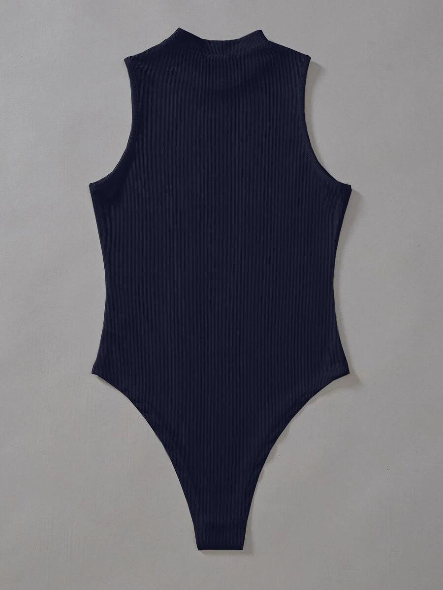 Solid Mock Neck Slim Fit Bodysuit