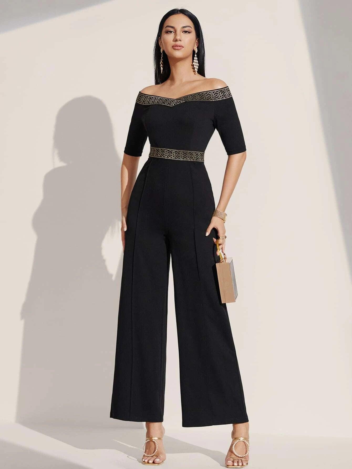 Off Shoulder Style Jumpsuit-Comfy Jumpsuits