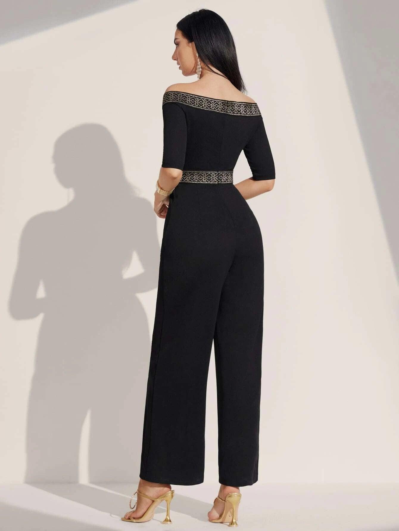 Off Shoulder Style Jumpsuit-Comfy Jumpsuits