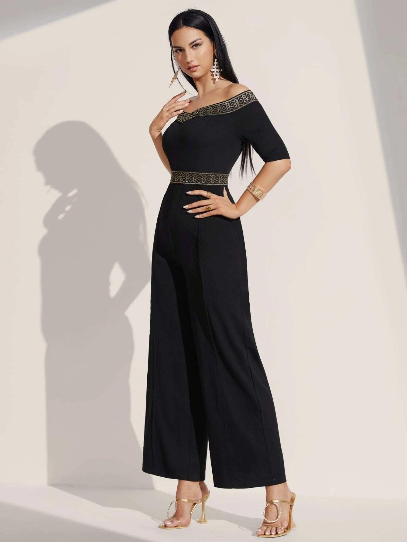 Off Shoulder Style Jumpsuit-Comfy Jumpsuits