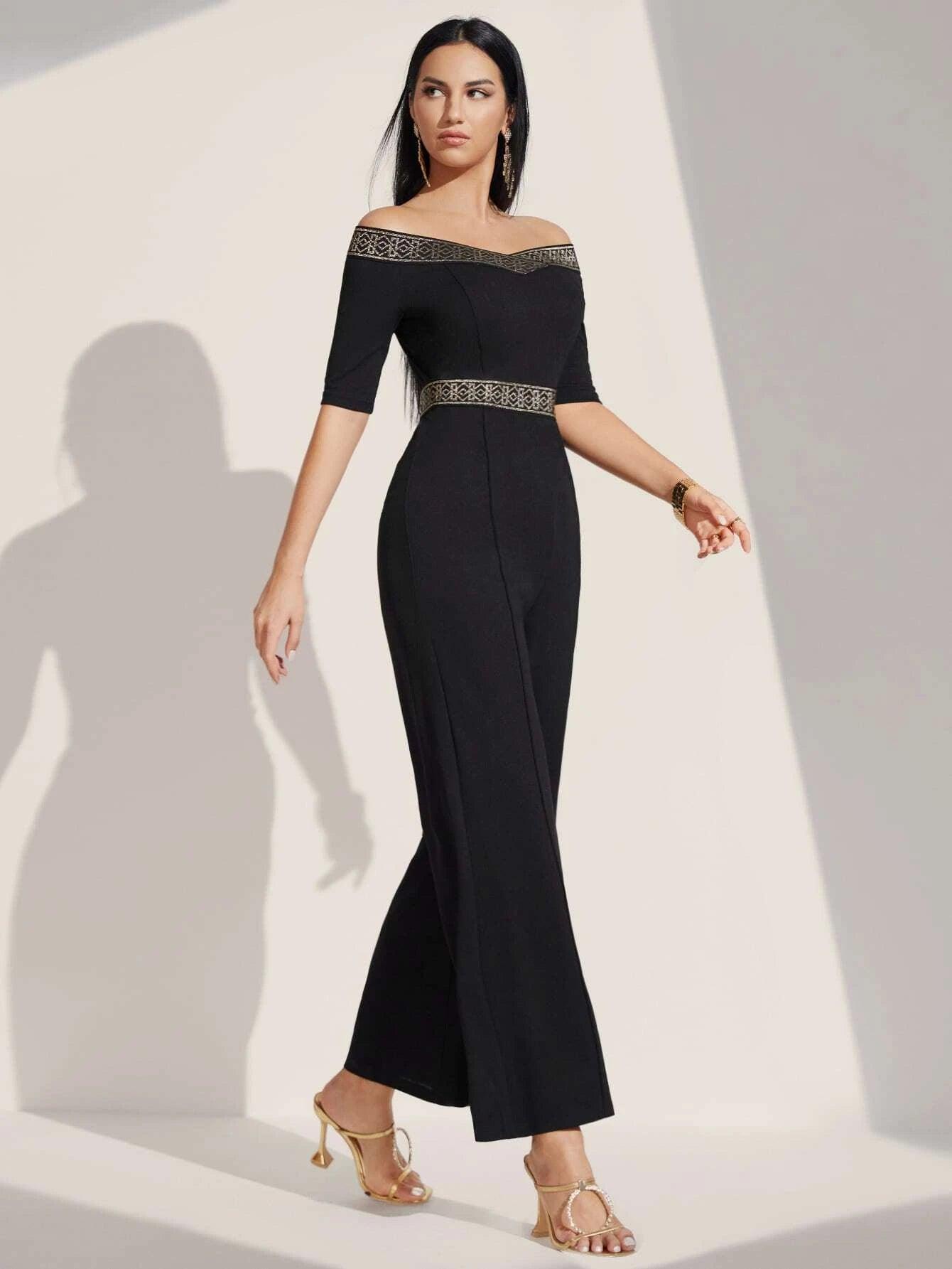 Off Shoulder Style Jumpsuit-Comfy Jumpsuits