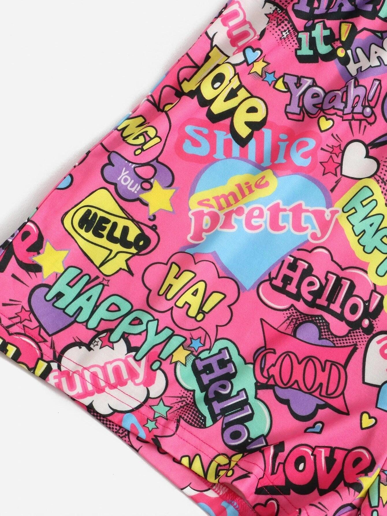 Pop Art Print Cami Romper-Comfy Jumpsuits