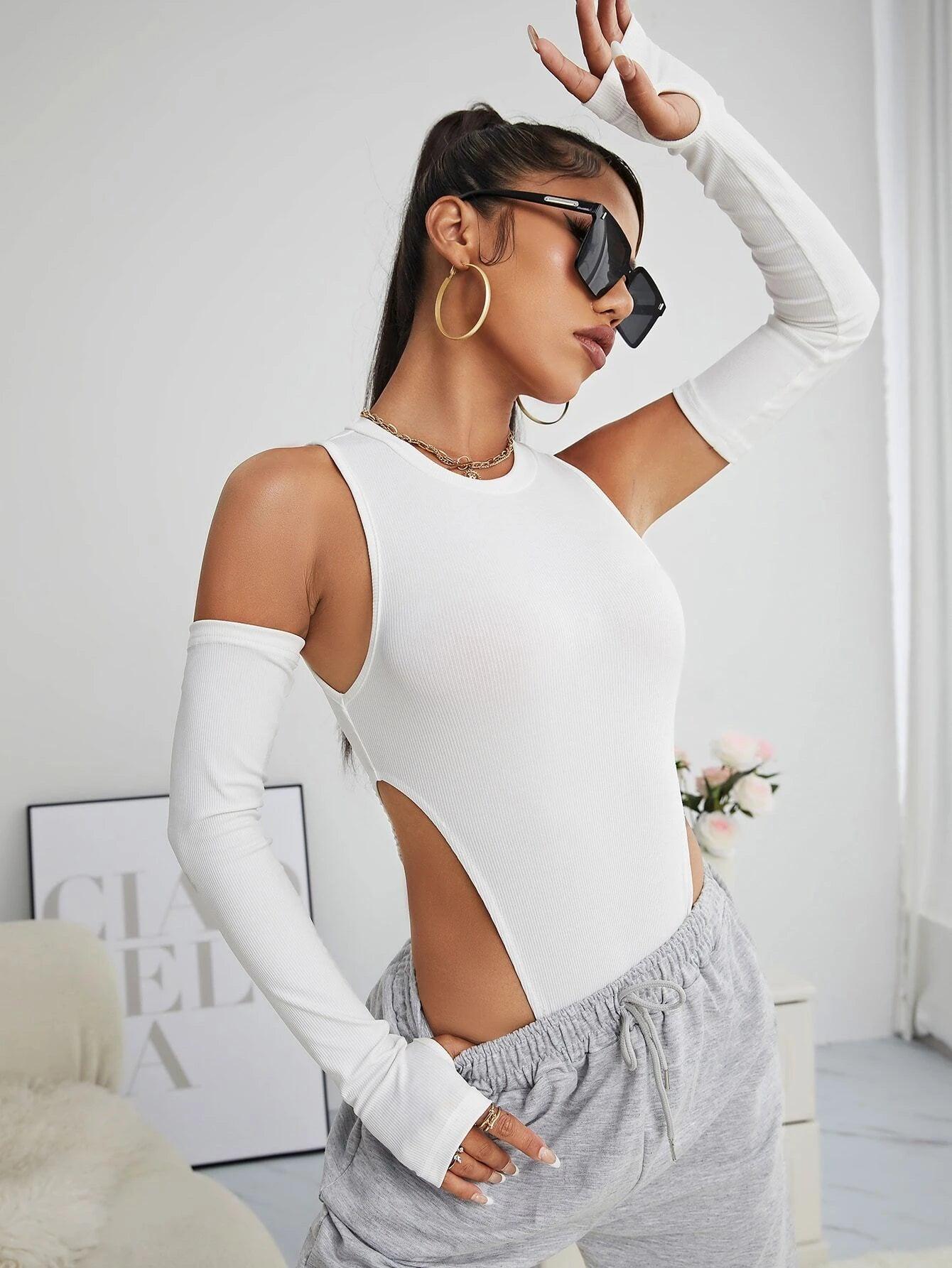 Tank Bodysuit With Thumbholes-Comfy Jumpsuits