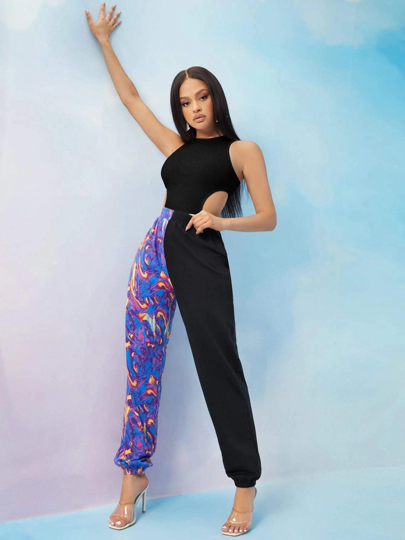 Cutout Side Solid Bodysuit-Comfy Jumpsuits