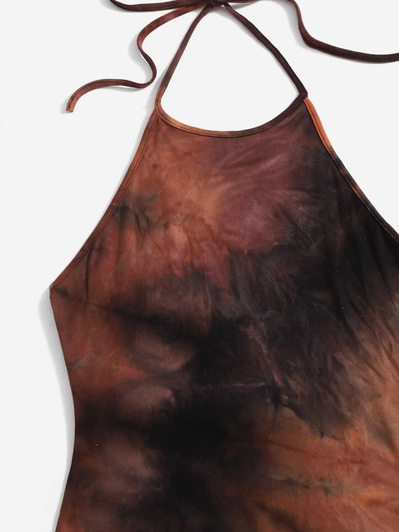 Tie Dye Knot Backless Unitard-Comfy Jumpsuits